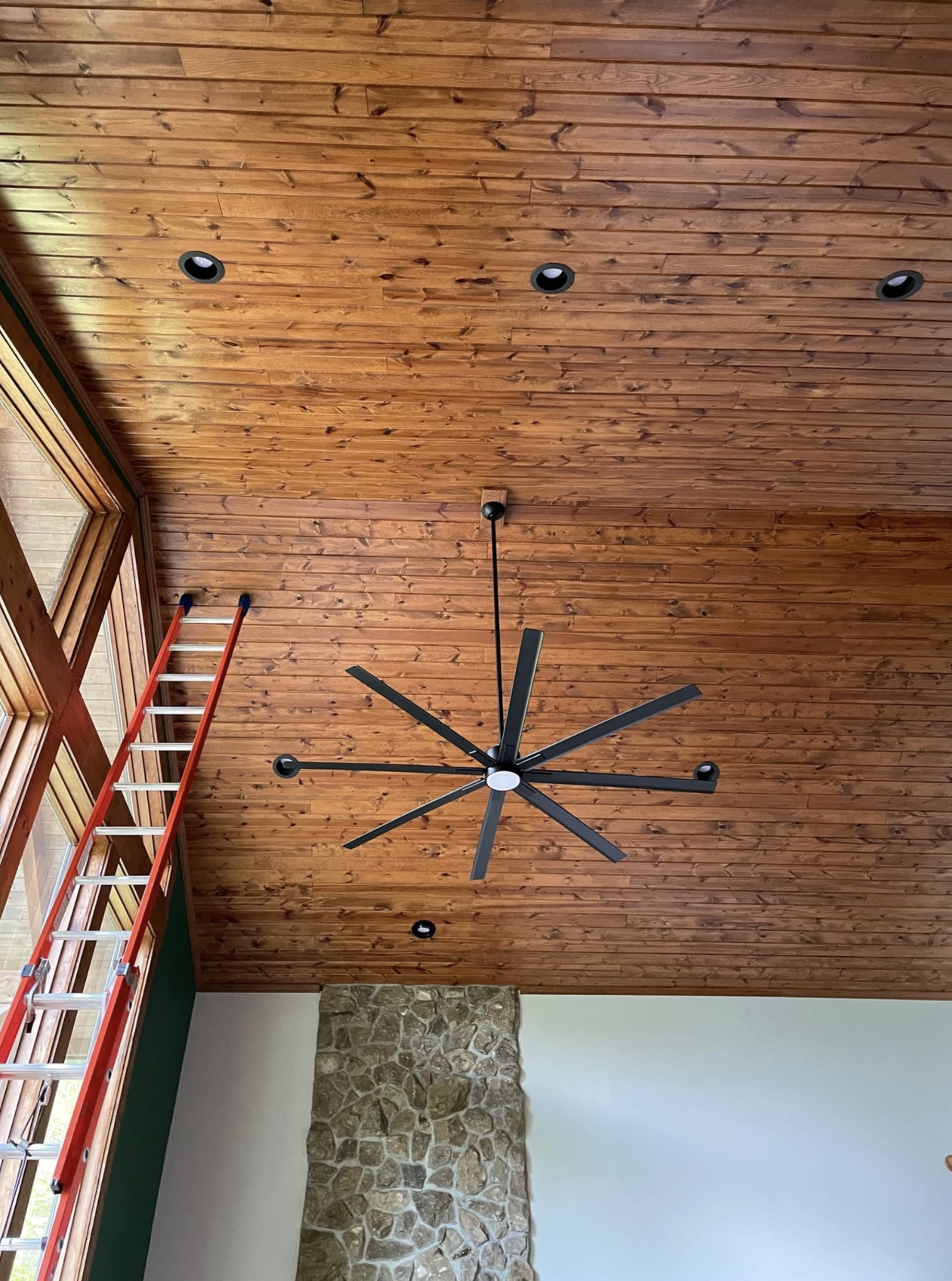 vaulted ceiling fan recessed lighting tongue and groove ceiling