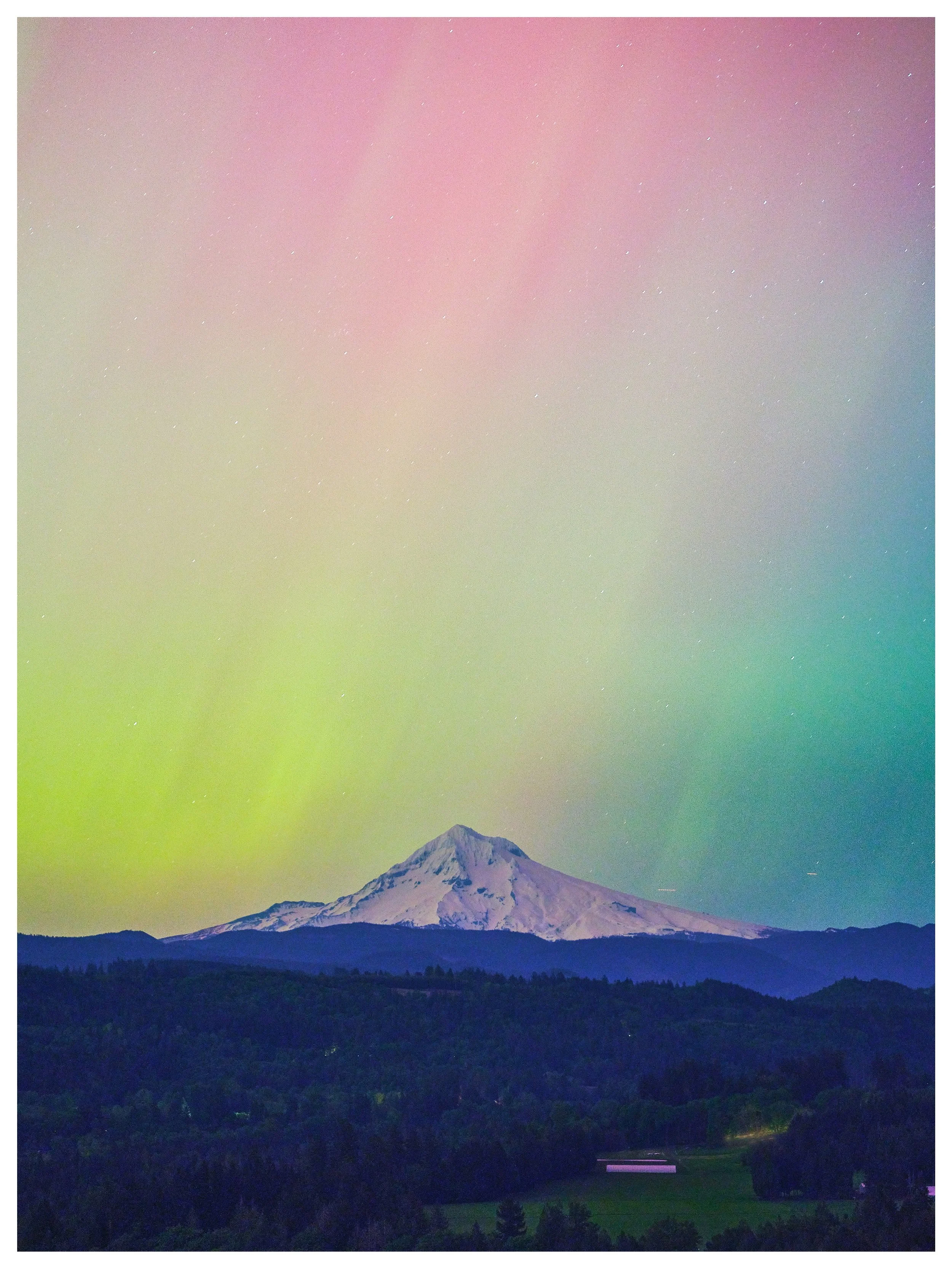Remembering the aurora 

Mt. Hood, Oregon
May | 2024
📷 GFX100s

One of the most surprising and magical nights of photography in the last few years. We had learned that same evening that there was going to be an aurora borealis right overhead in Oreg
