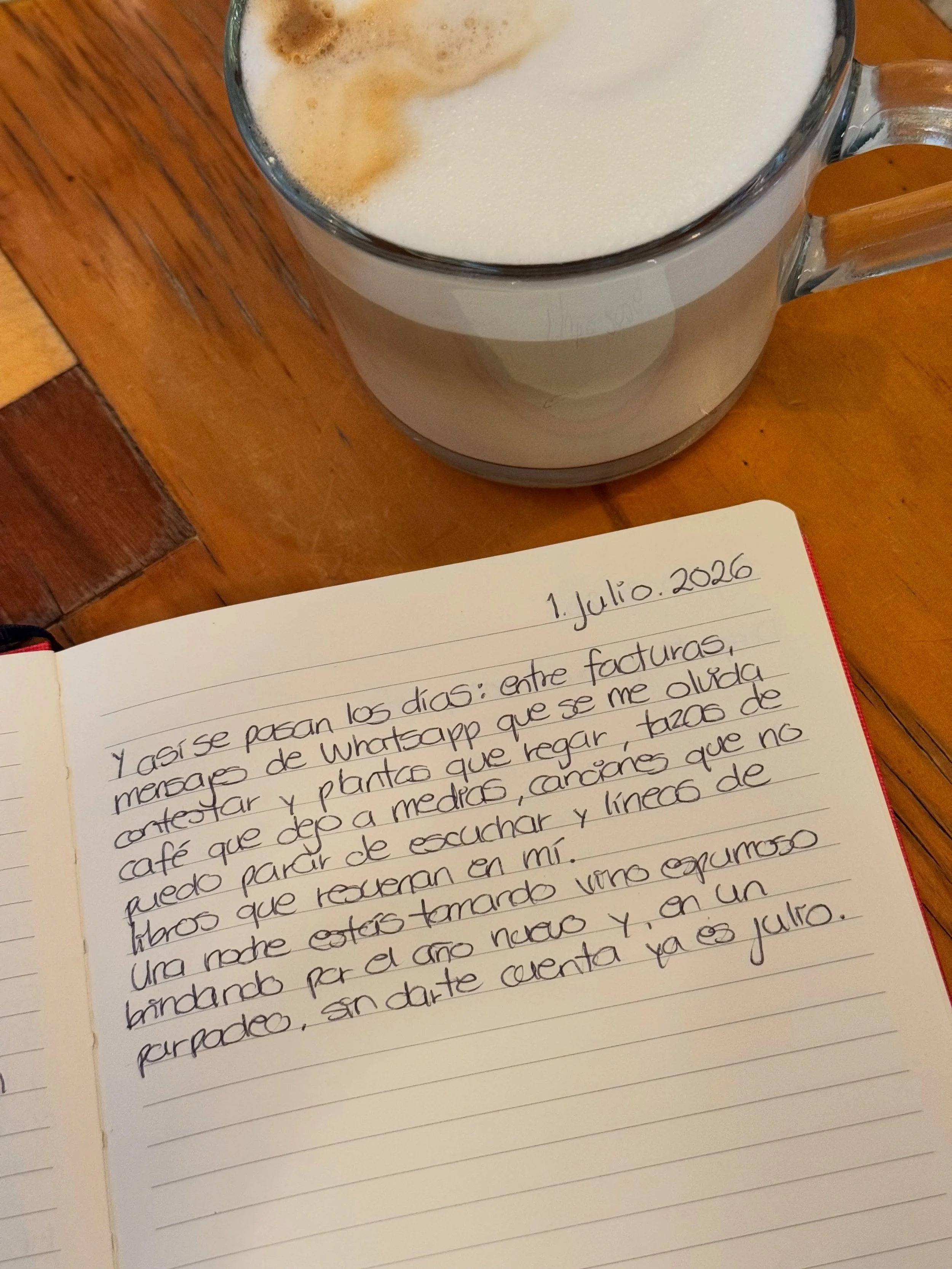 Y as&iacute; se pasan los d&iacute;as: entre facturas, mensajes de whatsapp que se me olvida contestar y plantas que regar, tazas de caf&eacute; que dejo a medias, canciones que no puedo parar de escuchar y l&iacute;neas de libros que resuenan en m&i