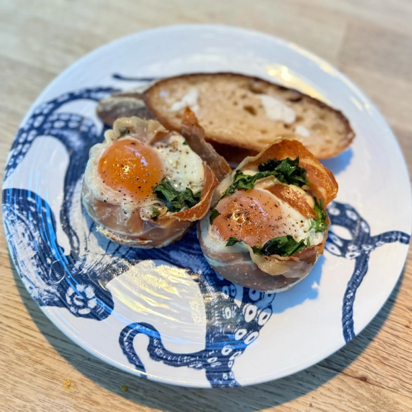 Getting back to my roots! This was one of the first recipes I ever posted and it&rsquo;s still a favorite. Prosciutto Egg Cups. You can pre-mix the eggs if you prefer, but I love the jammy yolk. You do you but you must try! (Complete with a side of h
