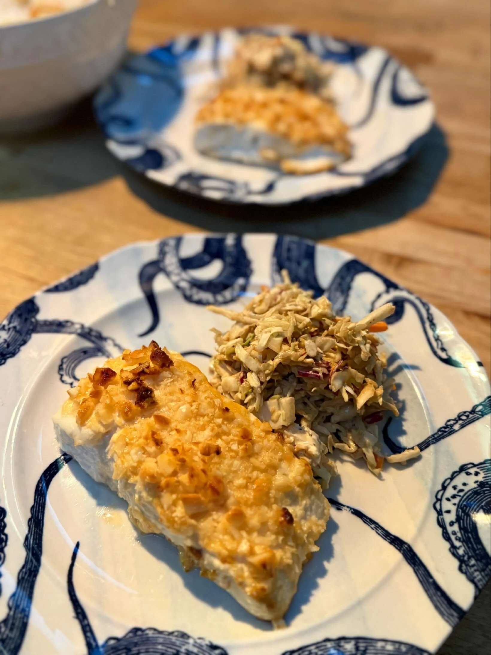 Coconut and macadamia crusted goodness. Just for the halibut (sorry couldn&rsquo;t let it go.) 

Go to my profile and tap on https://bio.site/livingdelishandnutrish for my recipes  #Chef #ChefHacks  #healthcoachlife #Paleo #PaleoDiet #PaleoRecipes  #