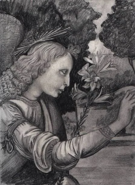 "Gabriel at the Annunciation" Pencil on Paper. 8" x 10"
