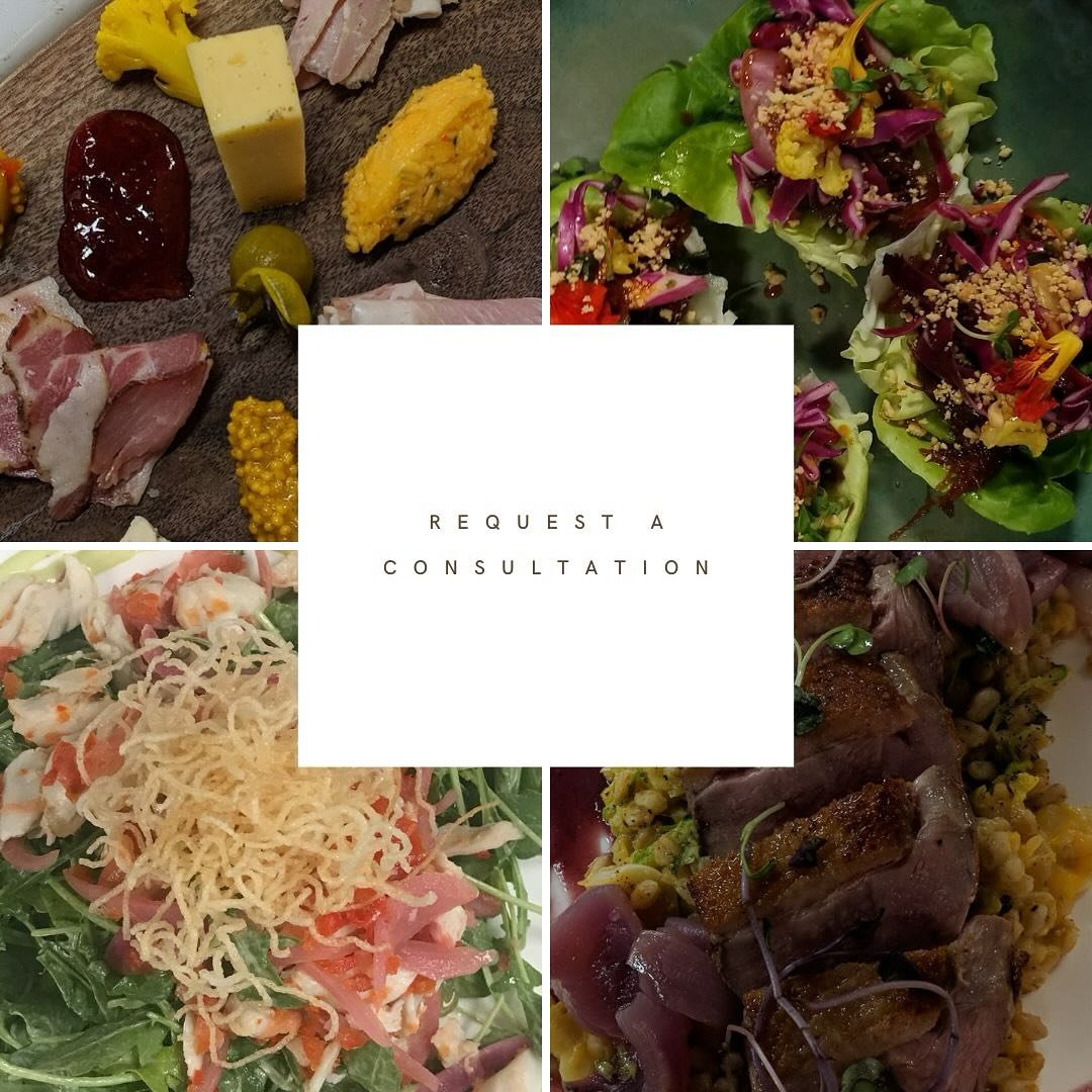 If you need more clarification on what to expect with my service, request a consultation!
We can discuss the number of courses, what you want to include in your dinner, allergens or restrictions, and whatever else you need to know for your upcoming s