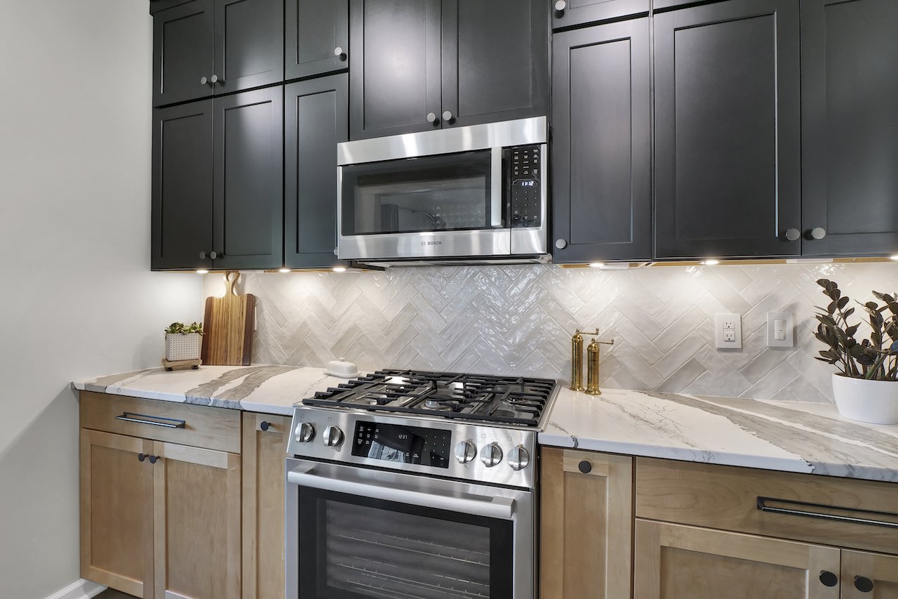 Two Tone Cabinetry - Black and Maple Rye Stain