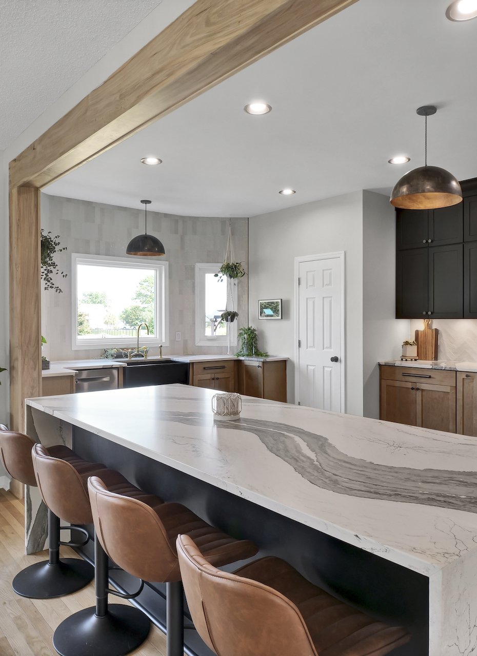 Black and Wood Cabinetry with Quartz Countertops - New River Cabinets and Design