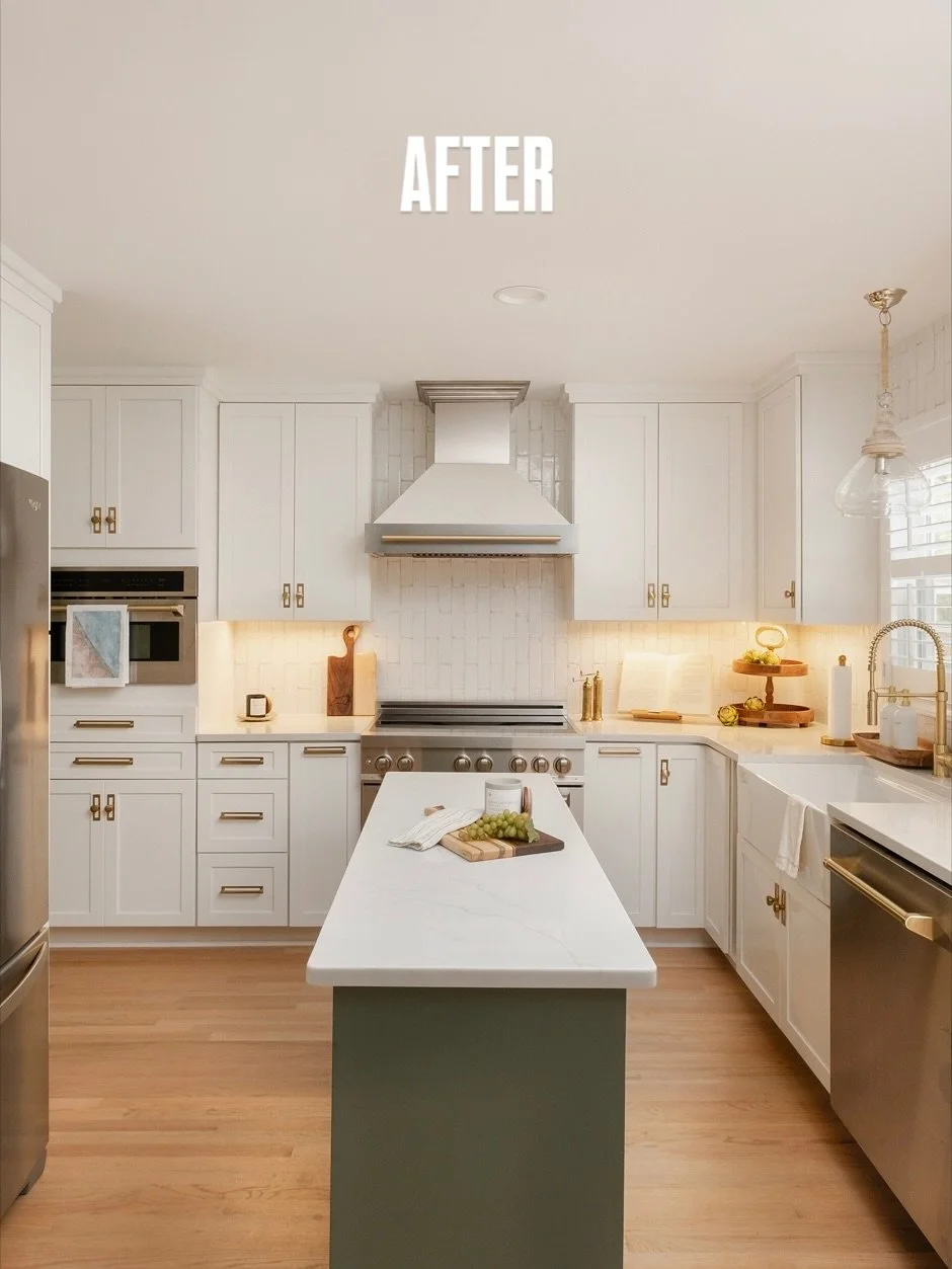 Swipe to see a before and after that is &ldquo;truly life-changing&rdquo; for our clients.

We can&rsquo;t believe this is the same space! From a custom island to stunning brass hardware, their kitchen went from dated to timeless.

Is a remodel in th