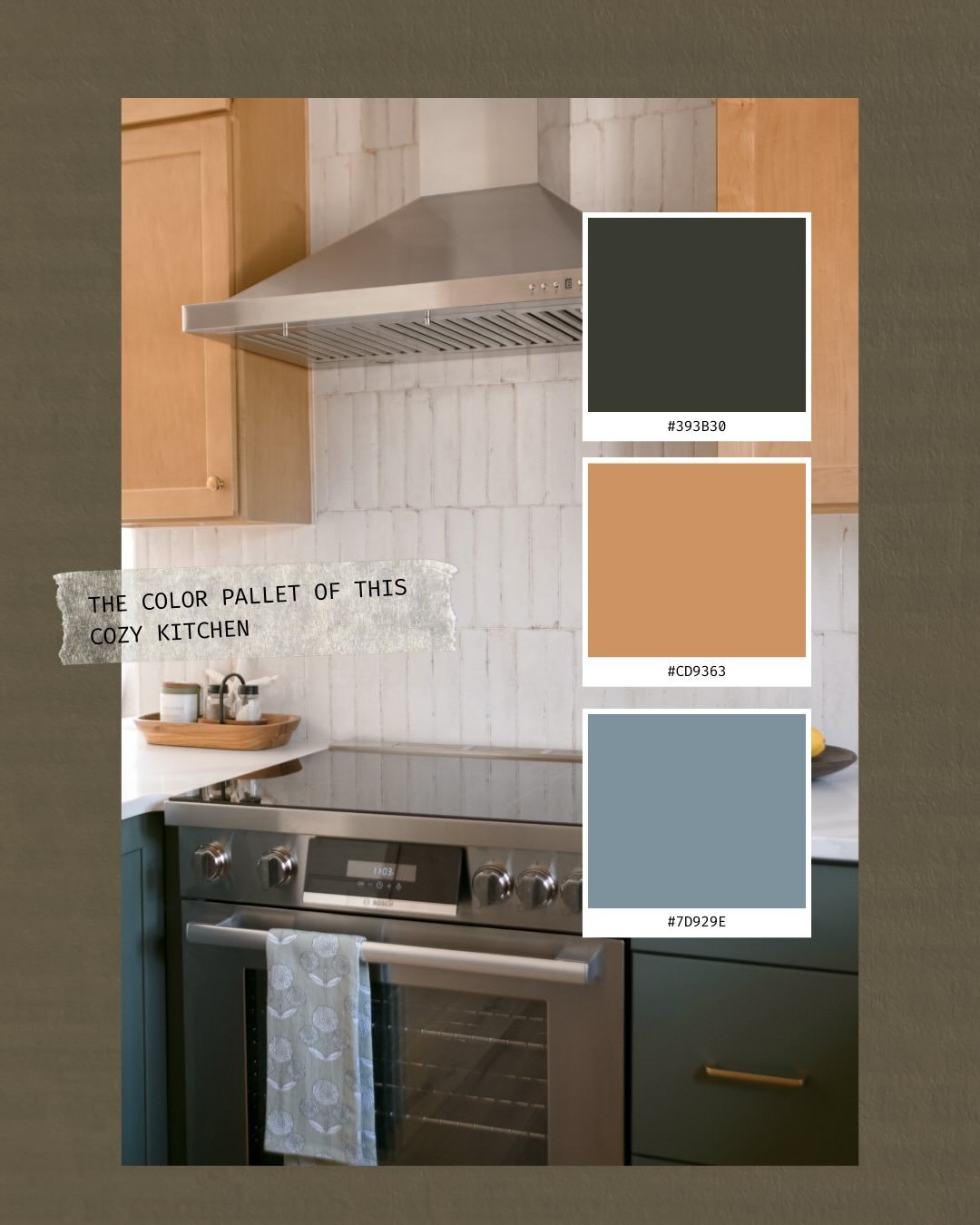 This kitchen&rsquo;s blend of warm wood cabinetry and moody green tones creates a naturally cozy atmosphere that feels right at home during this time of year! The combination of earthy hues and soft warmth adds a timeless sense of comfort to the spac