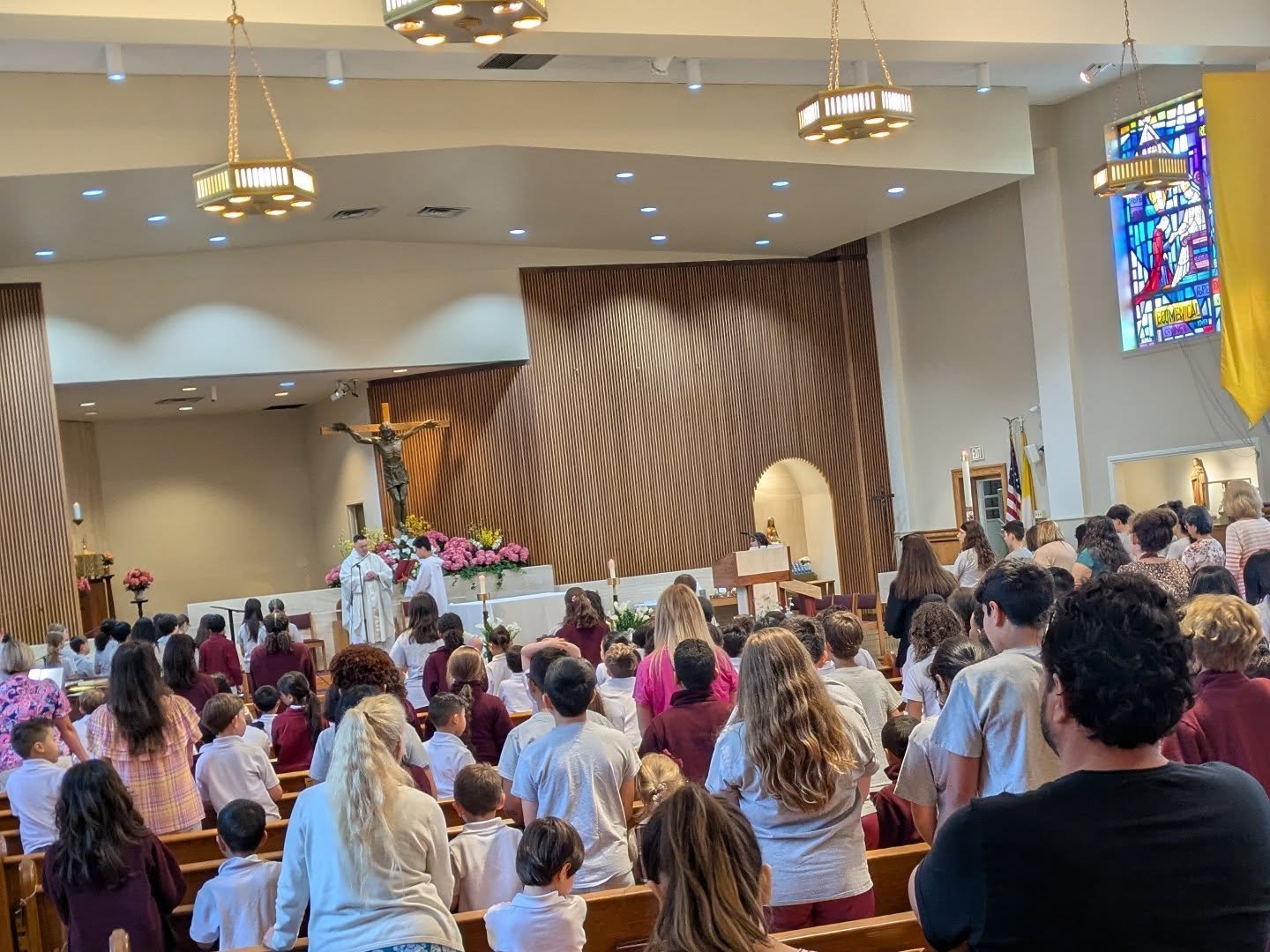 This morning we celebrated the final First Friday Mass of the 2024&ndash;2025 school year! Each month, students from St. Peter Academy have not only attended the 9am liturgy, but actively participated as lectors, choir members, altar servers, and gif