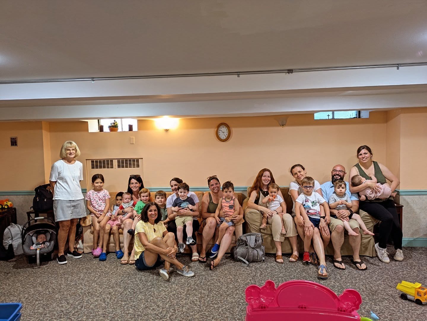 Yesterday, our MOMS Play Group gathered to celebrate a heartfelt sendoff for their most recent leader, Vanessa S., and her toddler as their family prepares for a big move. It was a great ending to the school year! The morning was filled with laughter