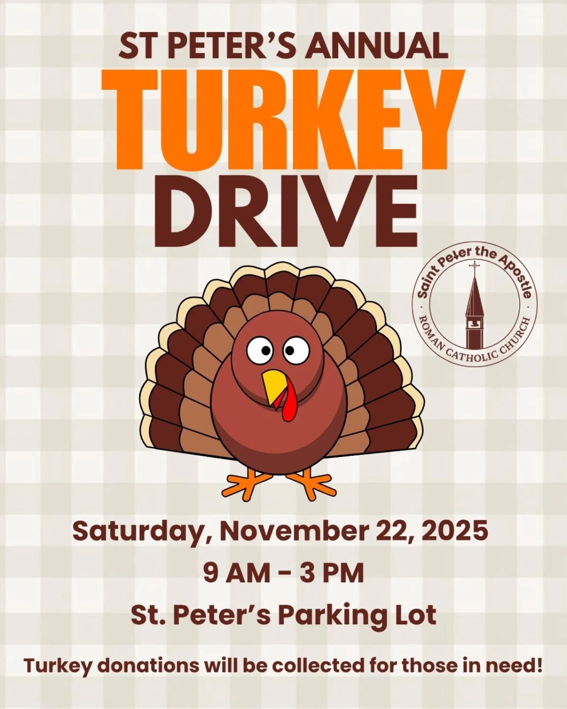Thanksgiving is almost here! Help local families in need by donating a turkey! We'll be collecting turkey donations in the parking lot on Saturday, November 22nd from 9am to 3pm. Great time to take advantage of those free turkey deals at supermarkets