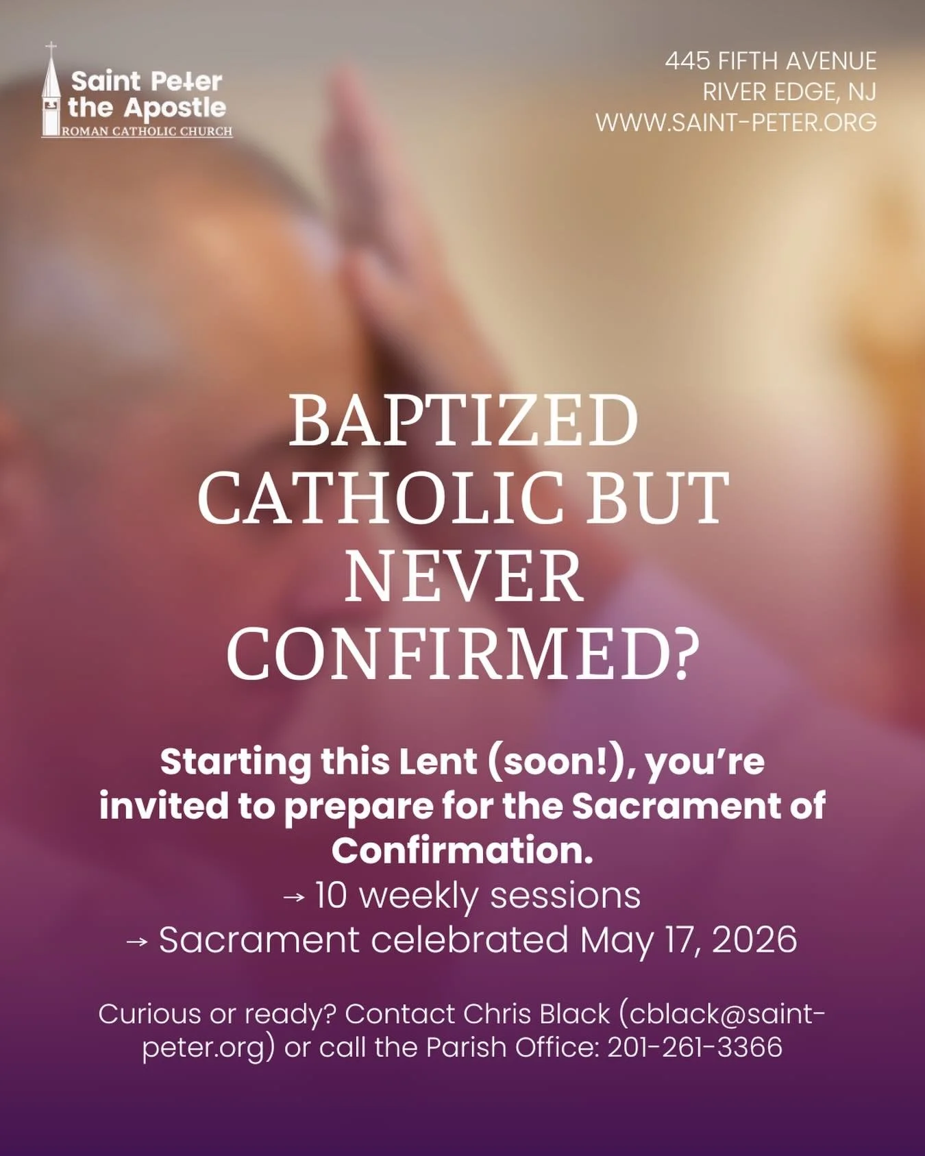 Are you a baptized Catholic who has never been Confirmed? You are invited to take this next step in your faith this spring. Through Confirmation, the Holy Spirit strengthens our bond with the Church and better equips us to carry out our mission of lo