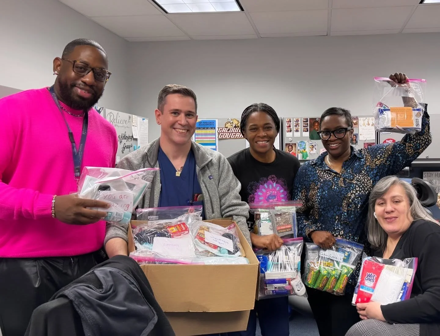 Last week, our parish lived out the Corporal Work of Mercy "shelter the homeless" in a simple but powerful way. Collectively, we assembled 424 care kits to be given as a surprise act of kindness to patients experiencing homelessness at Univ