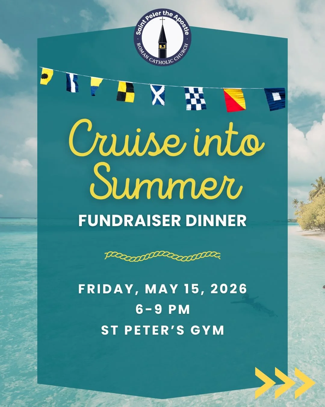 All are invited to join us for an evening of fun at our Cruise Into Summer Fundraiser Dinner!! 

It is going to be a great evening to gather as a parish community as we share a meal together, enjoy some live music, and recognize a few parishioners wh