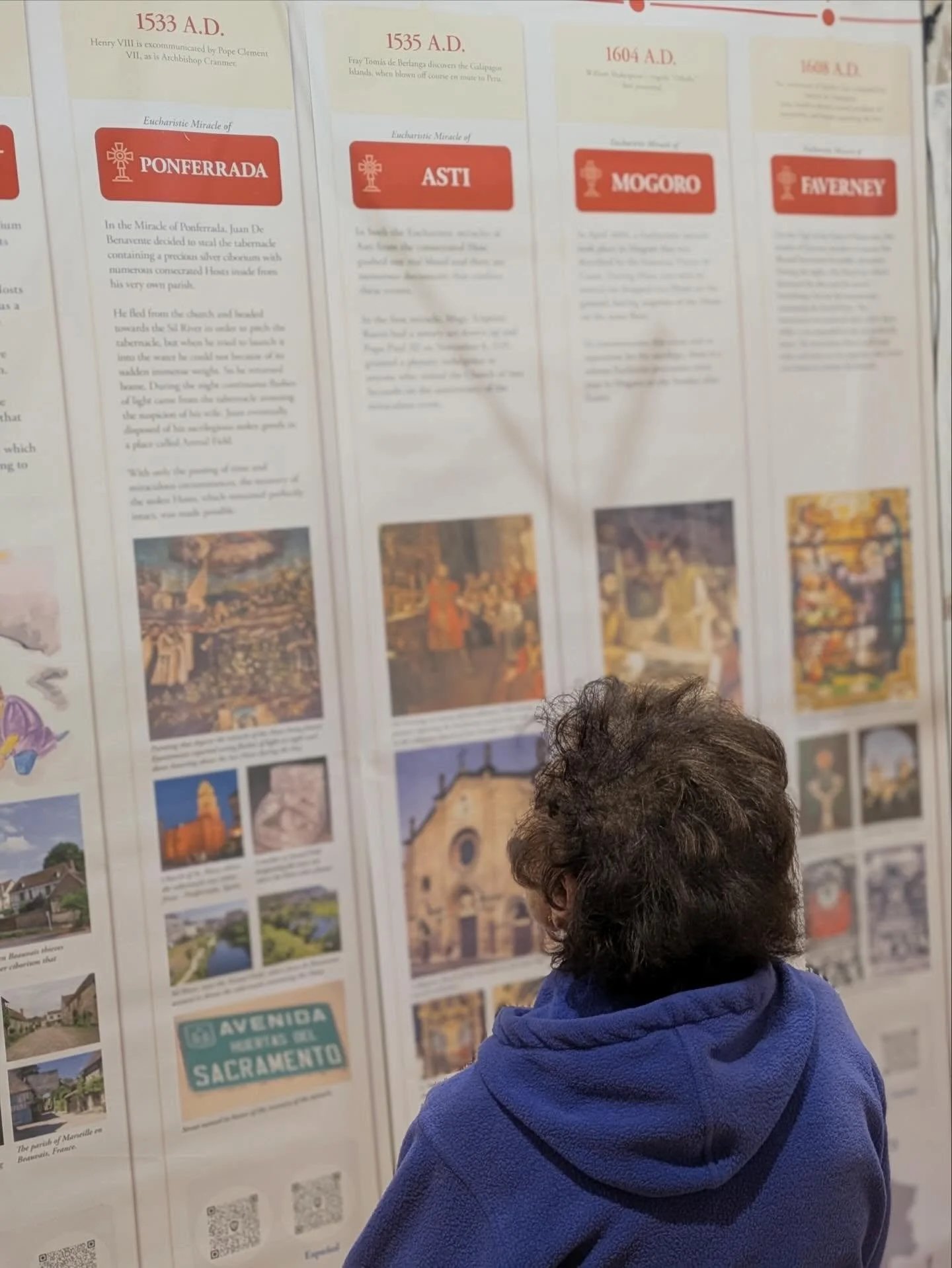 At the beginning of April, St. Peter&rsquo;s hosted a Eucharistic Miracles Exhibit in the gym, giving people the opportunity to learn more about the ways in which the Lord has appeared to people in the Eucharist. 

The exhibit was organized by the Ne