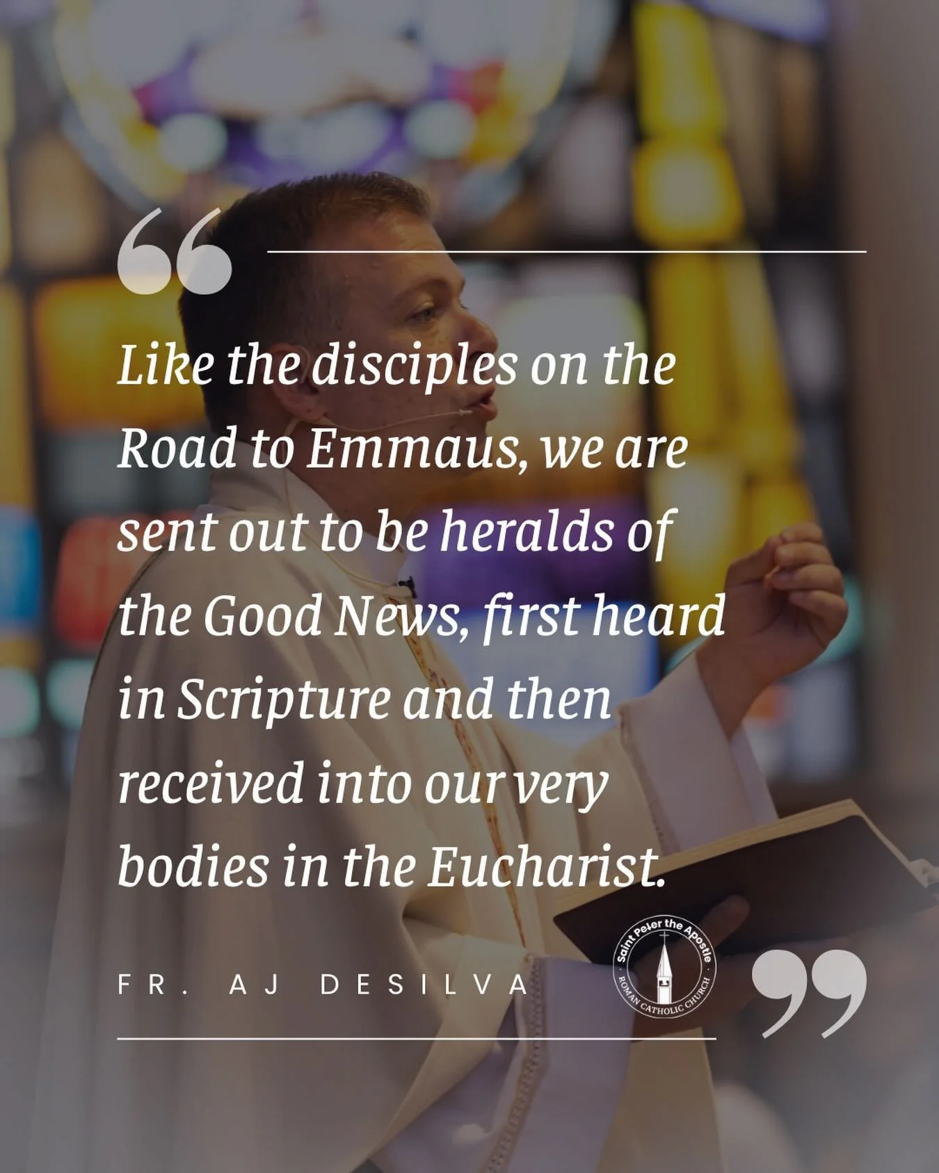 As we journey through this life, may we be nourished by Sacred Scripture and by the Eucharist. And may we, like the disciples along the Road to Emmaus, come to recognize Jesus and tell the Good News to others. 

Heavenly Father, open our eyes to see 