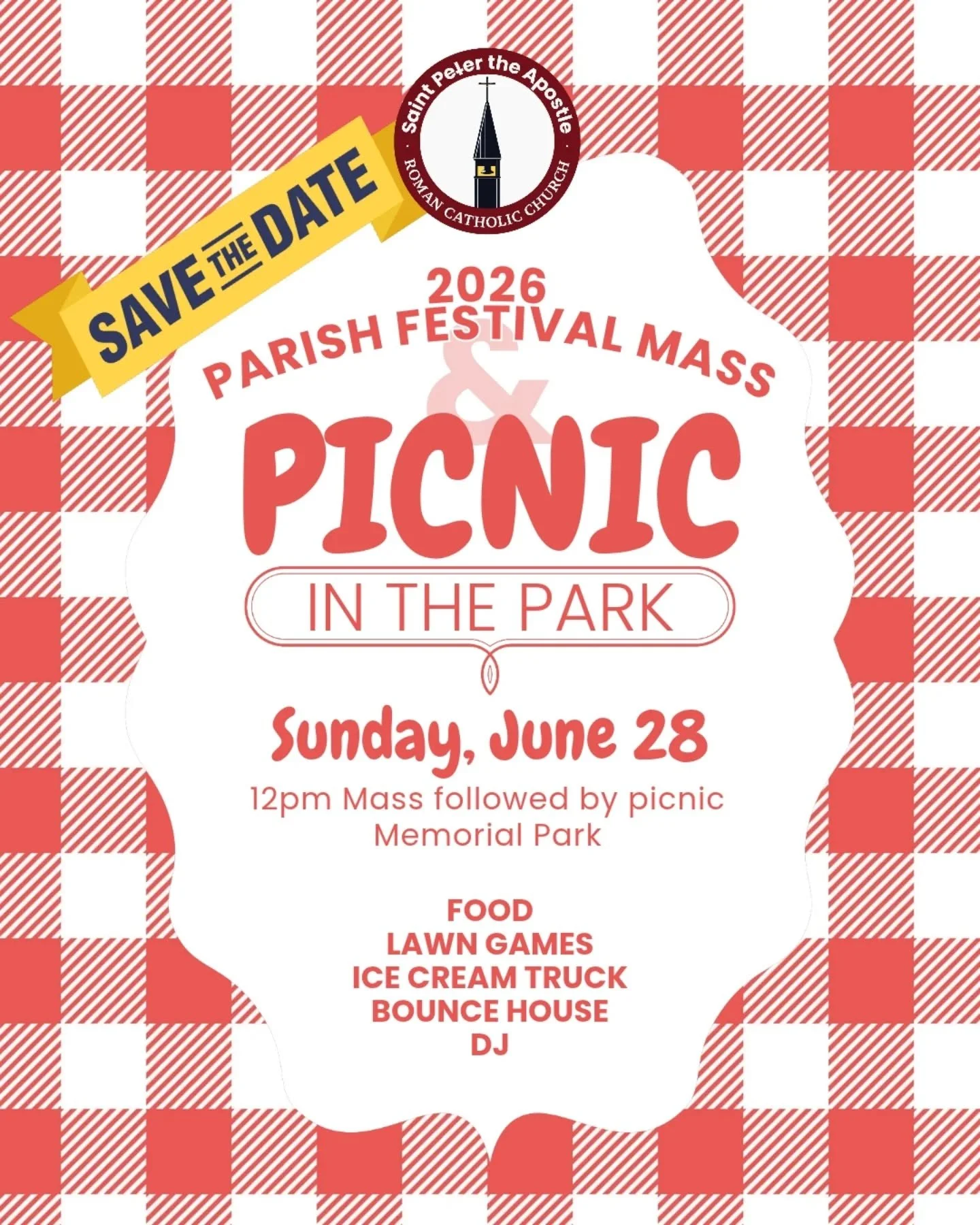 The tradition continues! Parishioners of our parish family are invited to our annual Parish Festival Mass &amp; Picnic in the Park celebrating the Feast of Saints Peter and Paul and the incredible community God has built here among us on Sunday, June