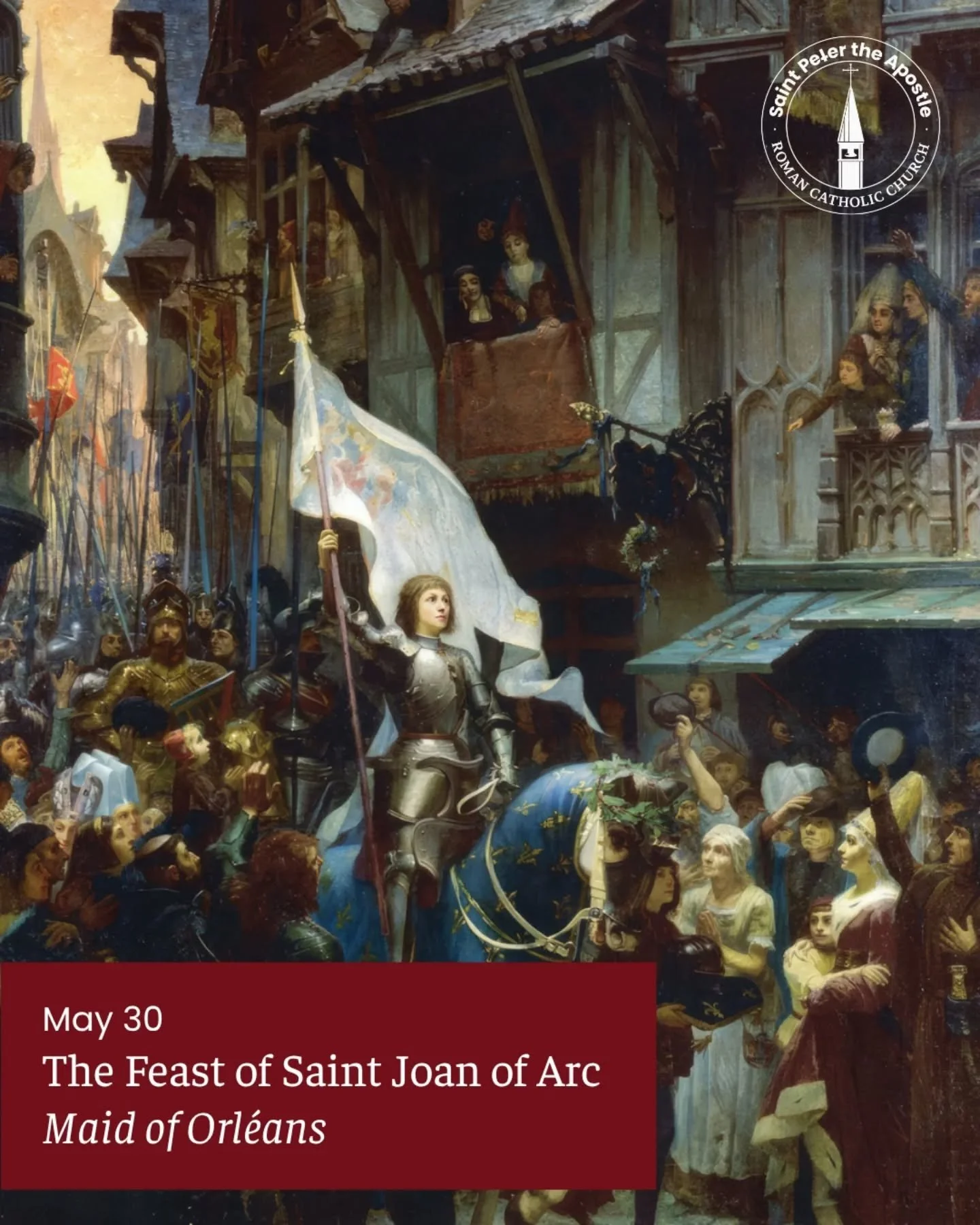 Today is the Feast Day of Saint Joan of Arc! When our parish pilgrims visited the shrines of France last October, they stopped in Rouen, the city where Joan of Arc was burned at the stake on May 30, 1431. The young saint's remarkable faith and courag