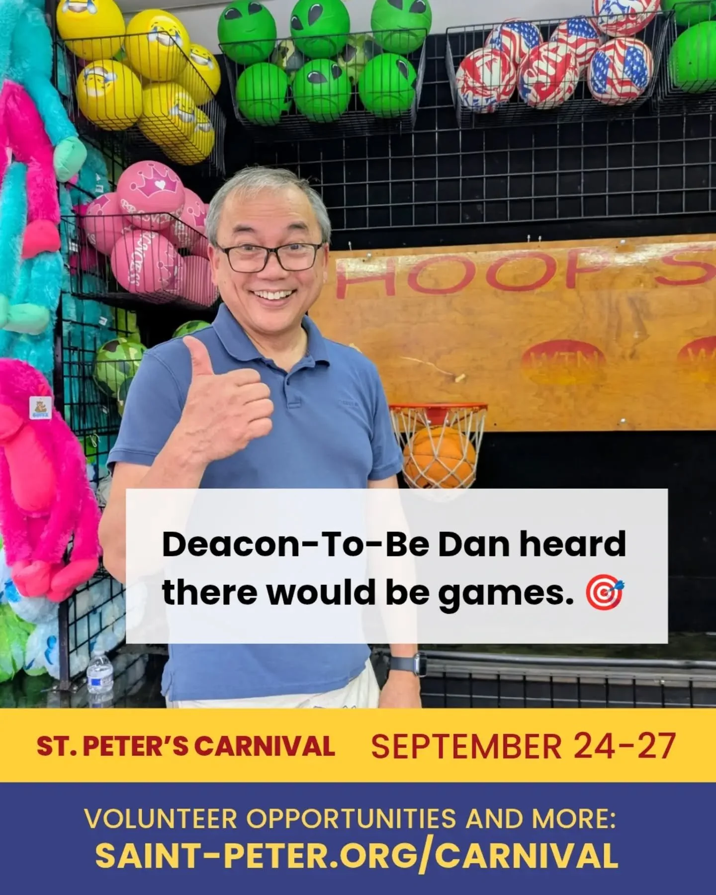 It takes a lot of helping hands to make Carnival weekend happen. Whether you&rsquo;re a longtime volunteer or jumping in for the first time, one 2&ndash;3 hour shift can make a big difference.

Ages 18+ &mdash; Help run a game booth
&nbsp;
Ages 14+ &