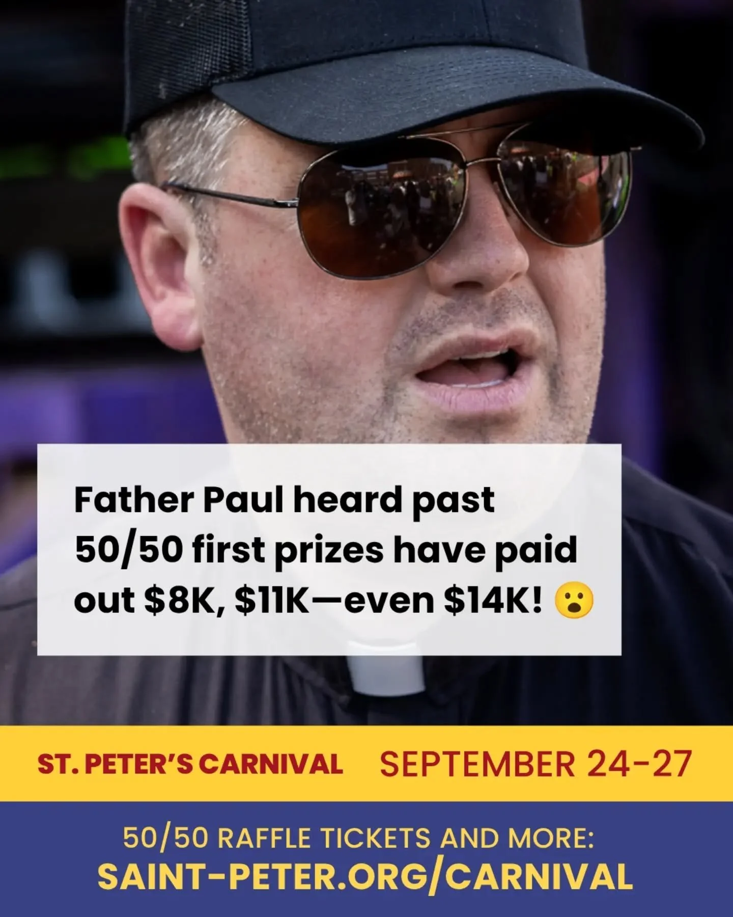 Have you gotten your Carnival 50/50 Raffle tickets yet?! Get them now at www.saint-peter.org/carnival &mdash; All are welcome to participate, and you don't even need to be there to win! The more you buy, the bigger the prizes!

#Raffle #Carnival #Ber