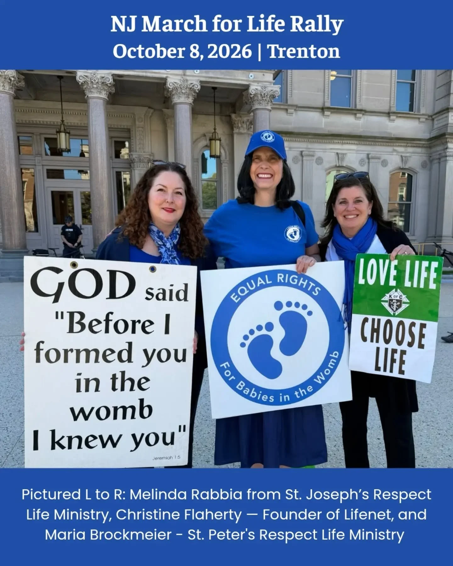 On Thursday, October 8th, the St. Peter&rsquo;s Respect Life Ministry, represented by Maria B., went to Trenton for the 3rd Annual NJ March For Life. Many marchers first attended a Mass for Life at St. Mary of the Assumption Cathedral attended by man