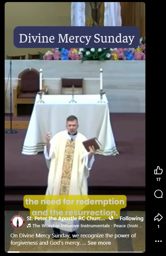 screenshot of homily reel from Facebook