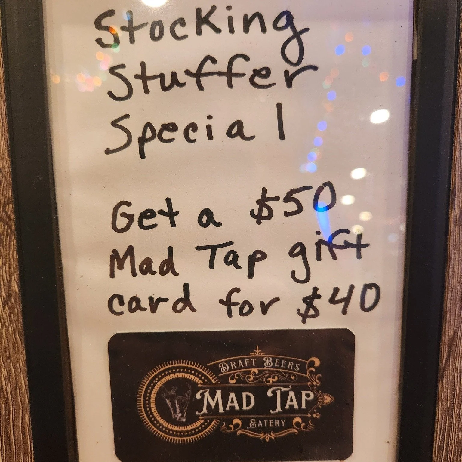 🎁STOCKING STUFFER SPECIAL!🎁 Because the best gifts come with beer🍻

Available until December 23rd.  Grab a $50 Mad Tap gift card for just $40 - that's $10 FREE to sip, snack or celebrate!  You know beer tastes better when it's basically free!😋