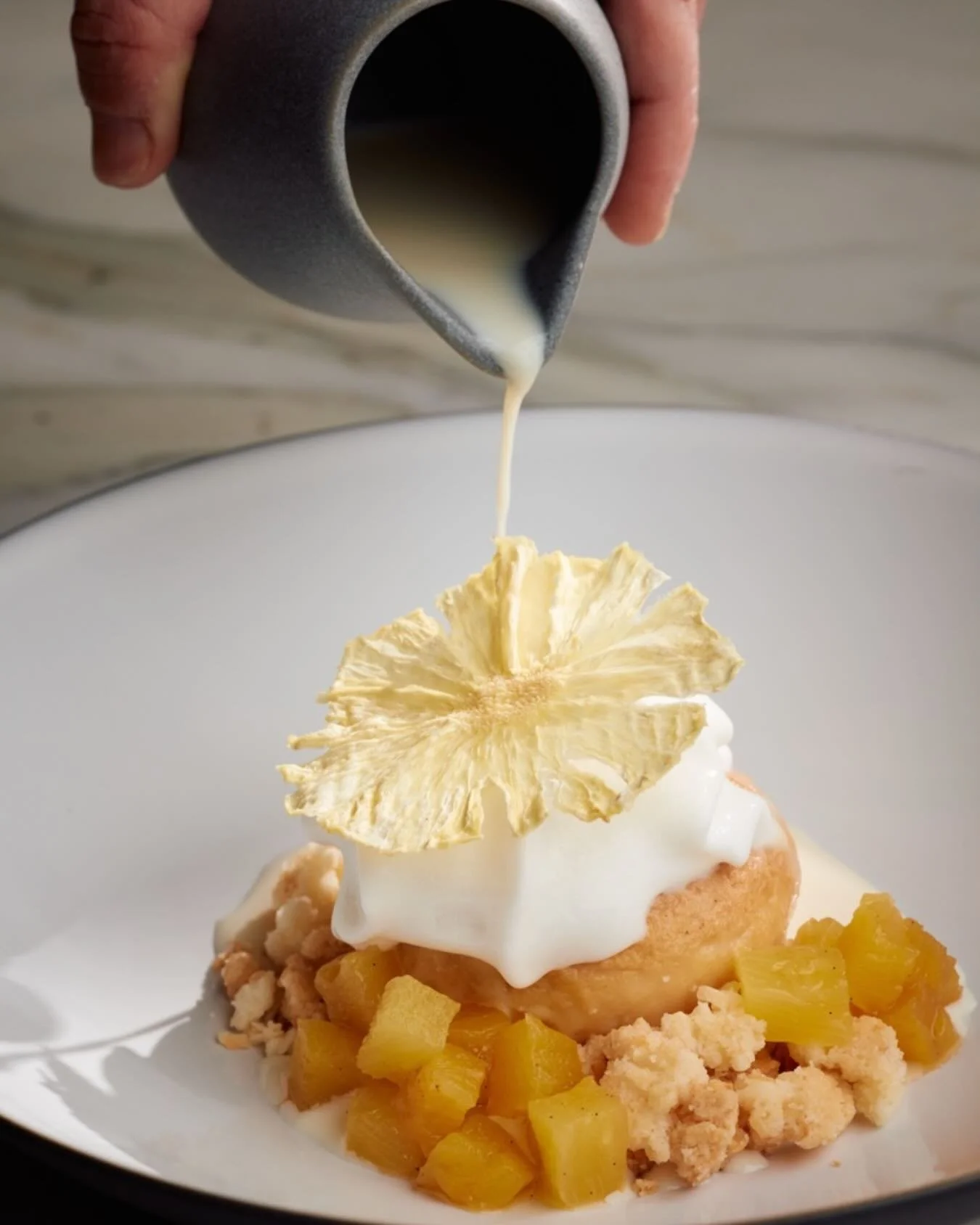 Introducing our Pi&ntilde;a Colada Tres Leches, a tropical twist on a Mexican classic.

Our pastry team reimagines the tres leches base with coconut milk and tropical notes, layered in roasted pineapple for true fruit flavor, and finished with coconu