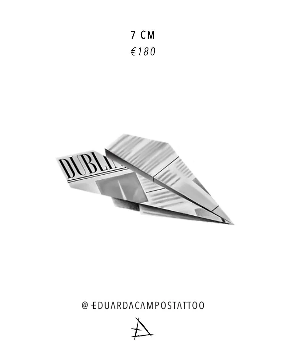 "Paper plane" by @eduardacampostattoo | Deposit | ON SALE FOR €160 (Full Price €180)