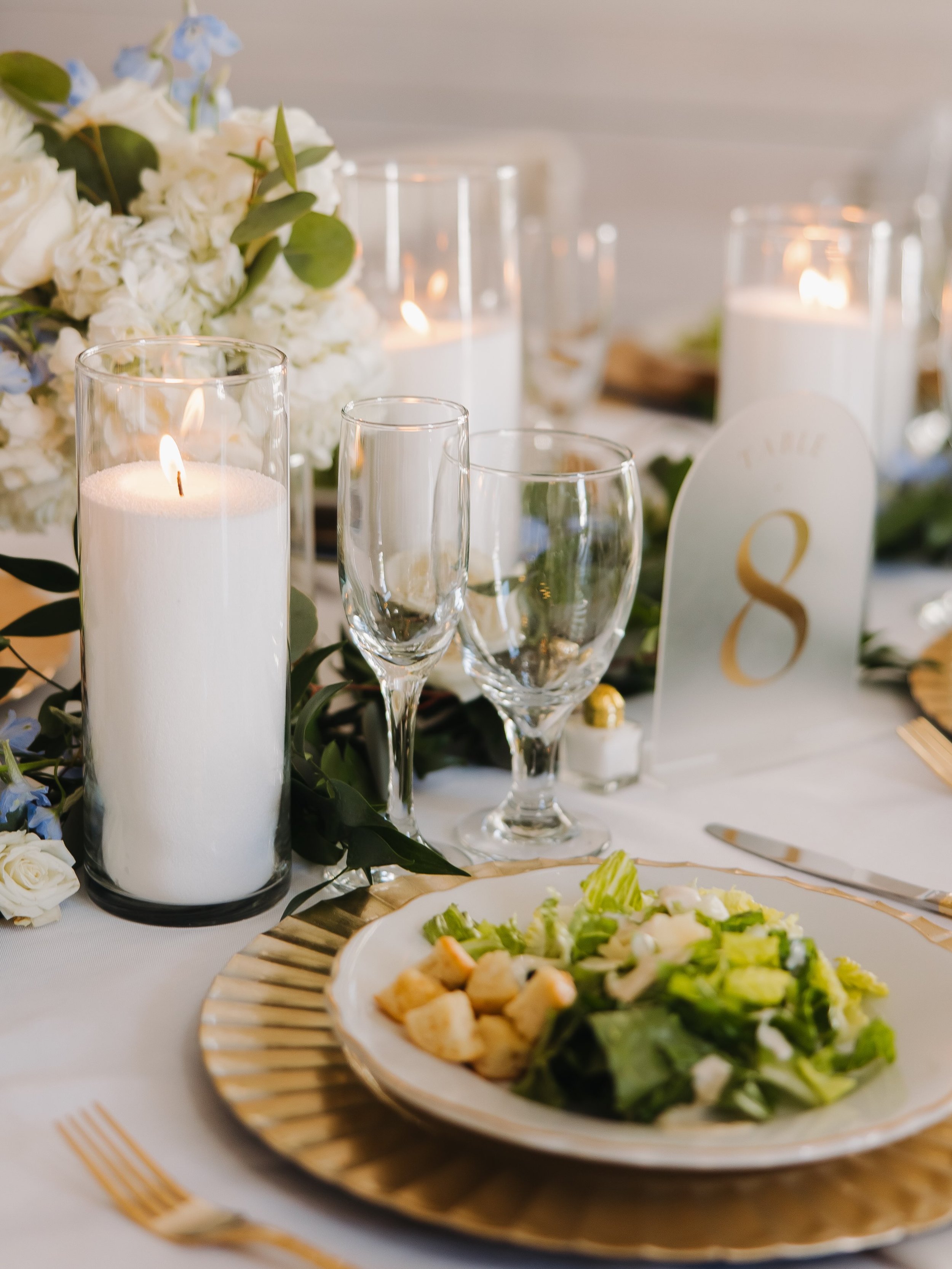 A candle lit dinner adds the ambiance 

✨ AWhiteWeddings is a Nashville wedding planner proudly serving couples across Middle Tennessee with full-service wedding planning, partial wedding planning, and day-of wedding coordination. From Nashville to F