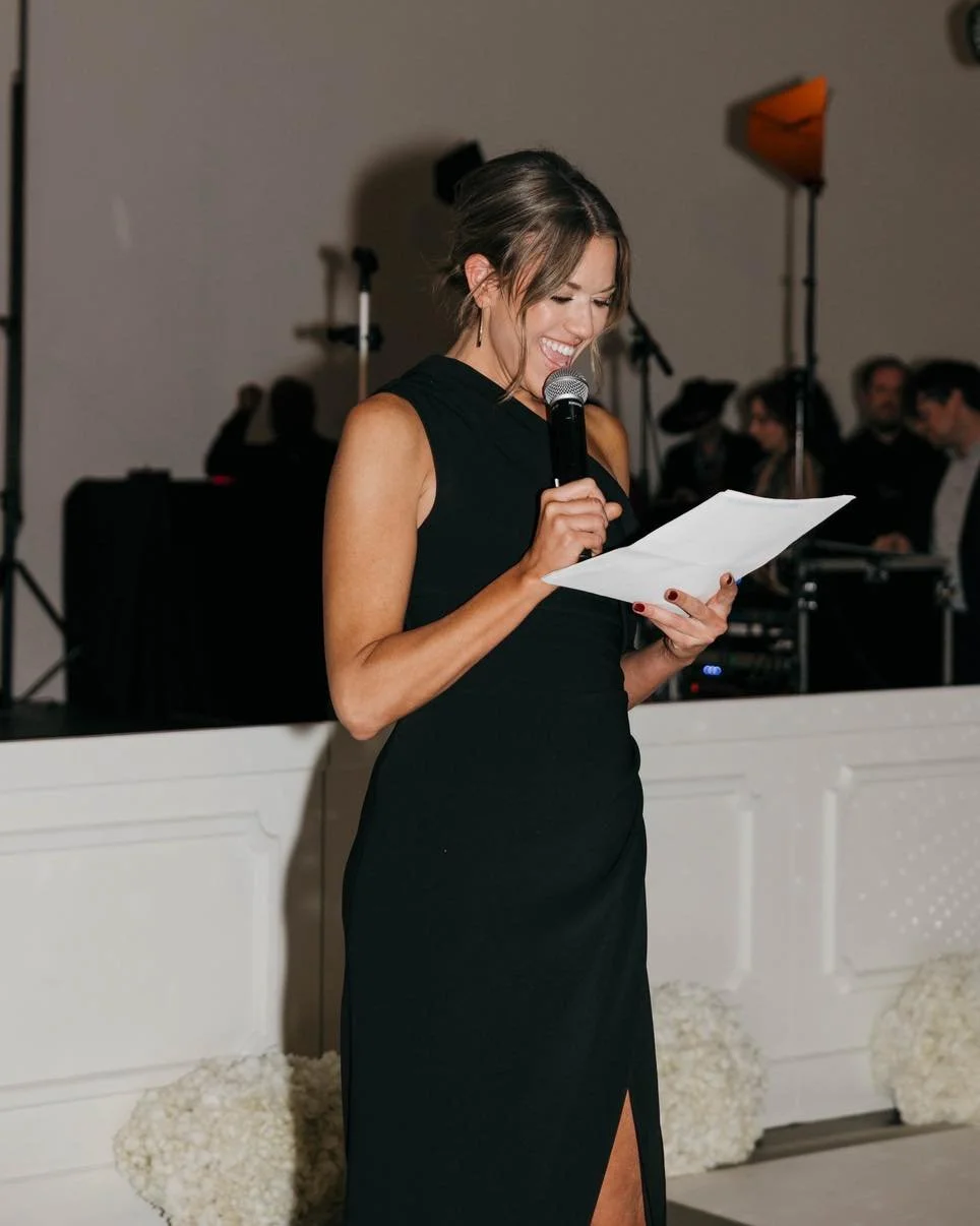Keep speeches to 4&ndash;5 minutes and limit them to 3&ndash;4 people. Have extra speakers? Let them share during the rehearsal dinner. 🖤

AWhiteWeddings is a Nashville wedding planner proudly serving couples across Middle Tennessee with full-servic