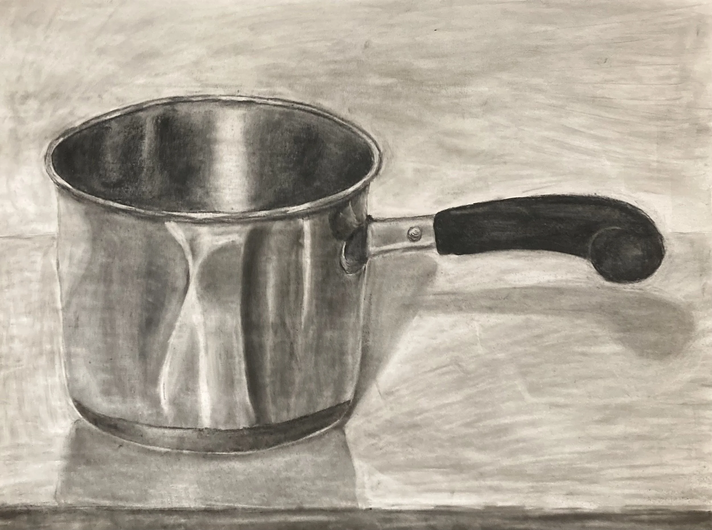 Pot, 2021, charcoal , 12" x 24"