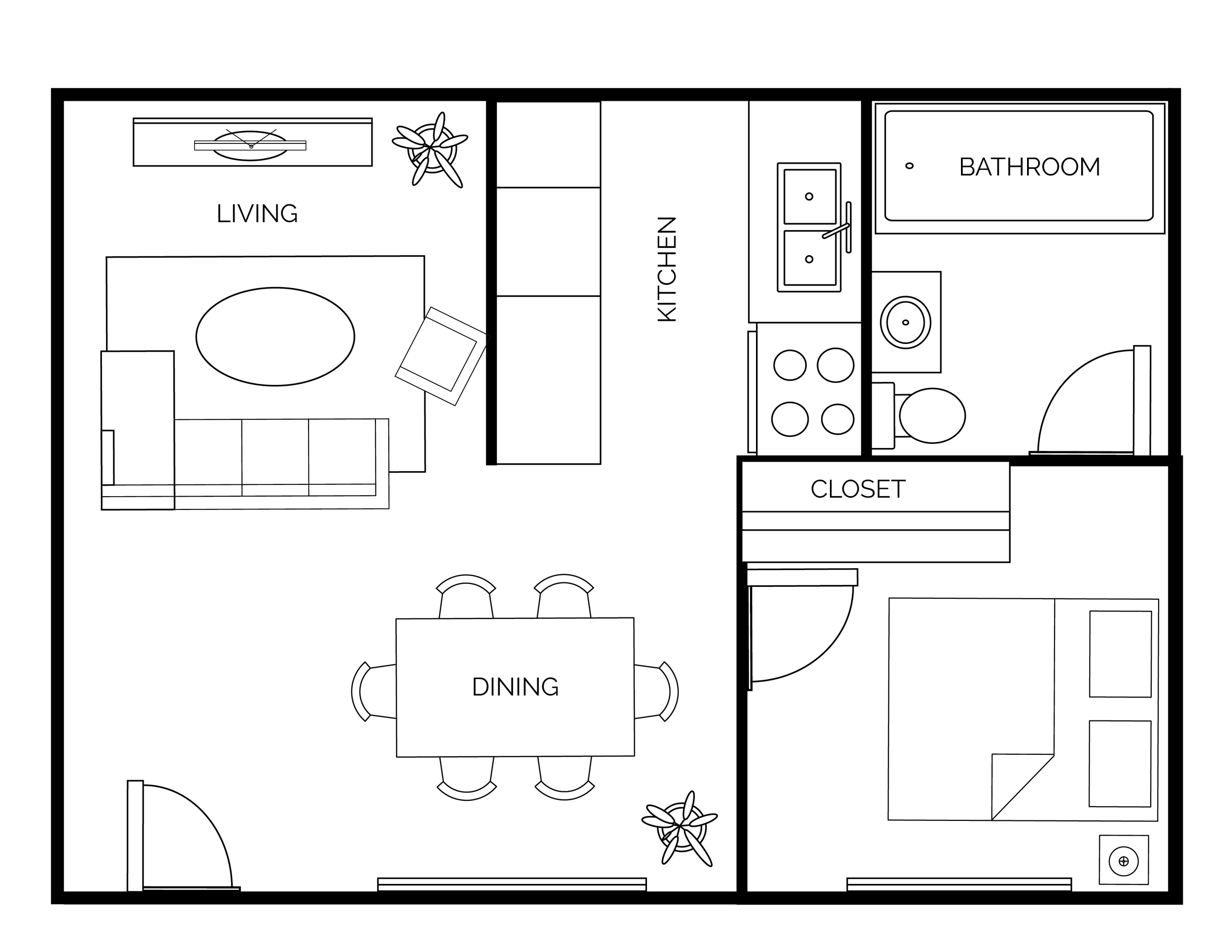 1 Bed | 1 Bath X