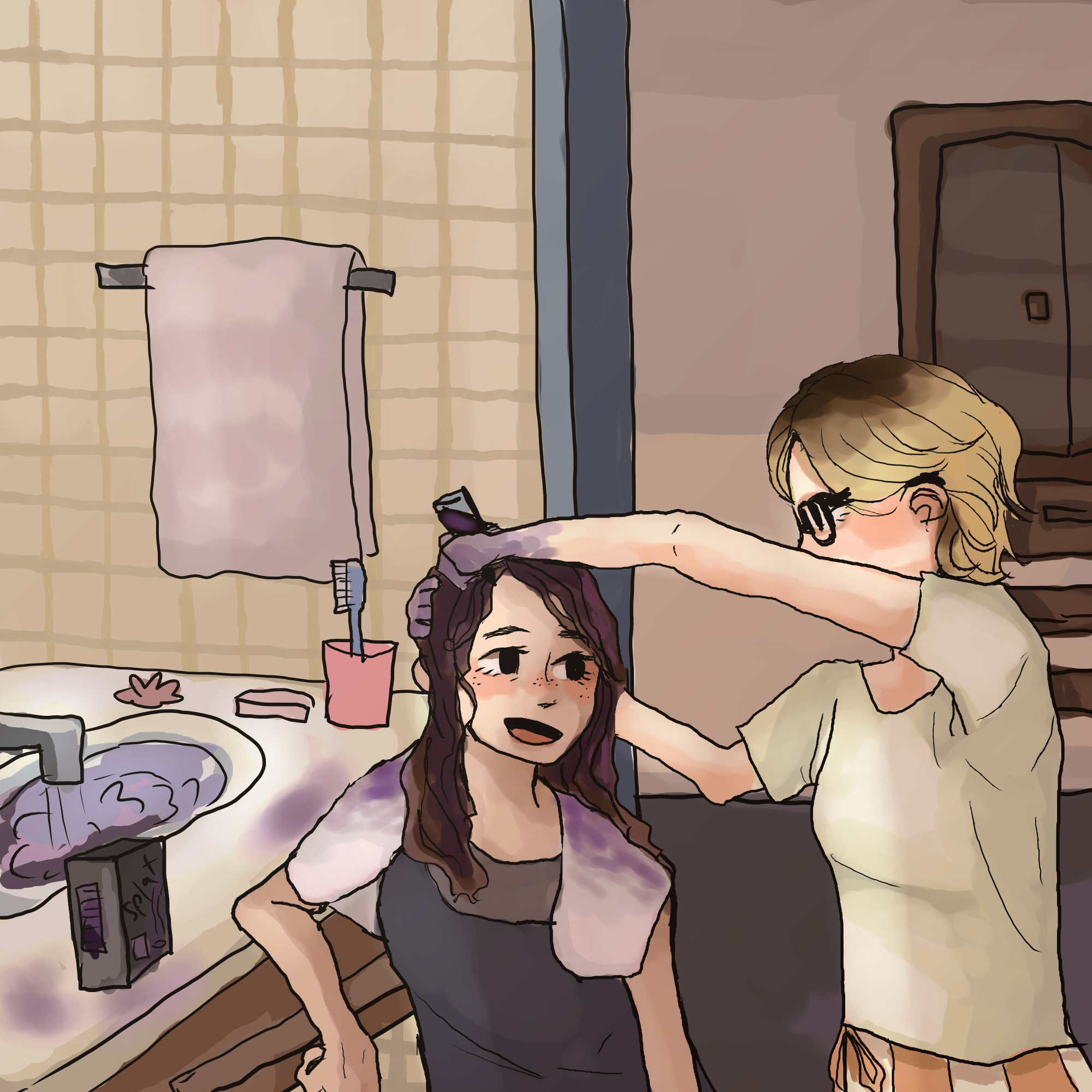 Amy Box-Dyed My Hair Purple in Her Dorm Bathroom (2021)