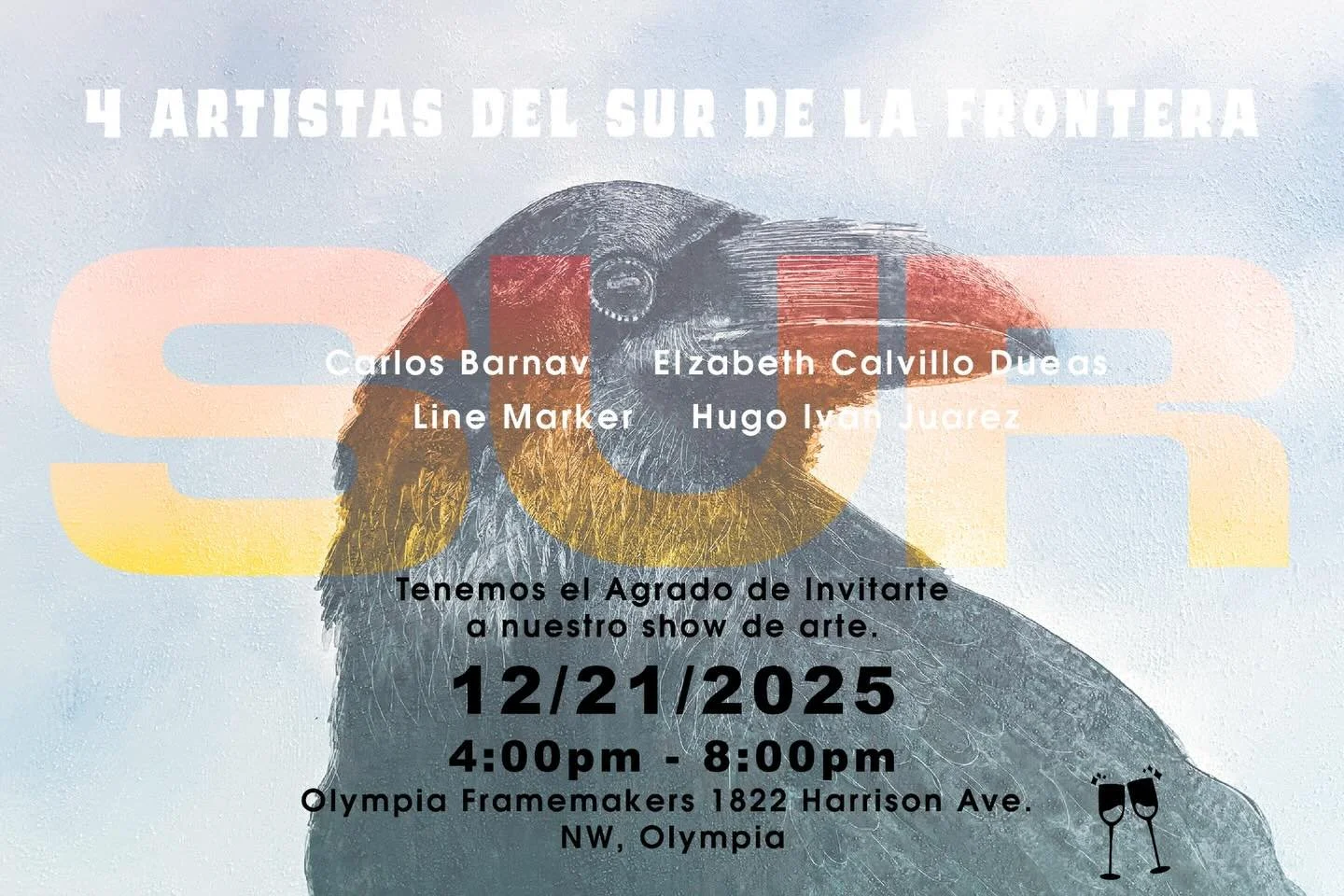 🚨 ART SHOW 🚨 December 21 | 4 - 8 pm. 

Olympia Framemakers will be showcasing the work of four amazing Latin American artists. Come by, grab a drink and check out some local art! Prints as well as framed artworks will be available for purchase.