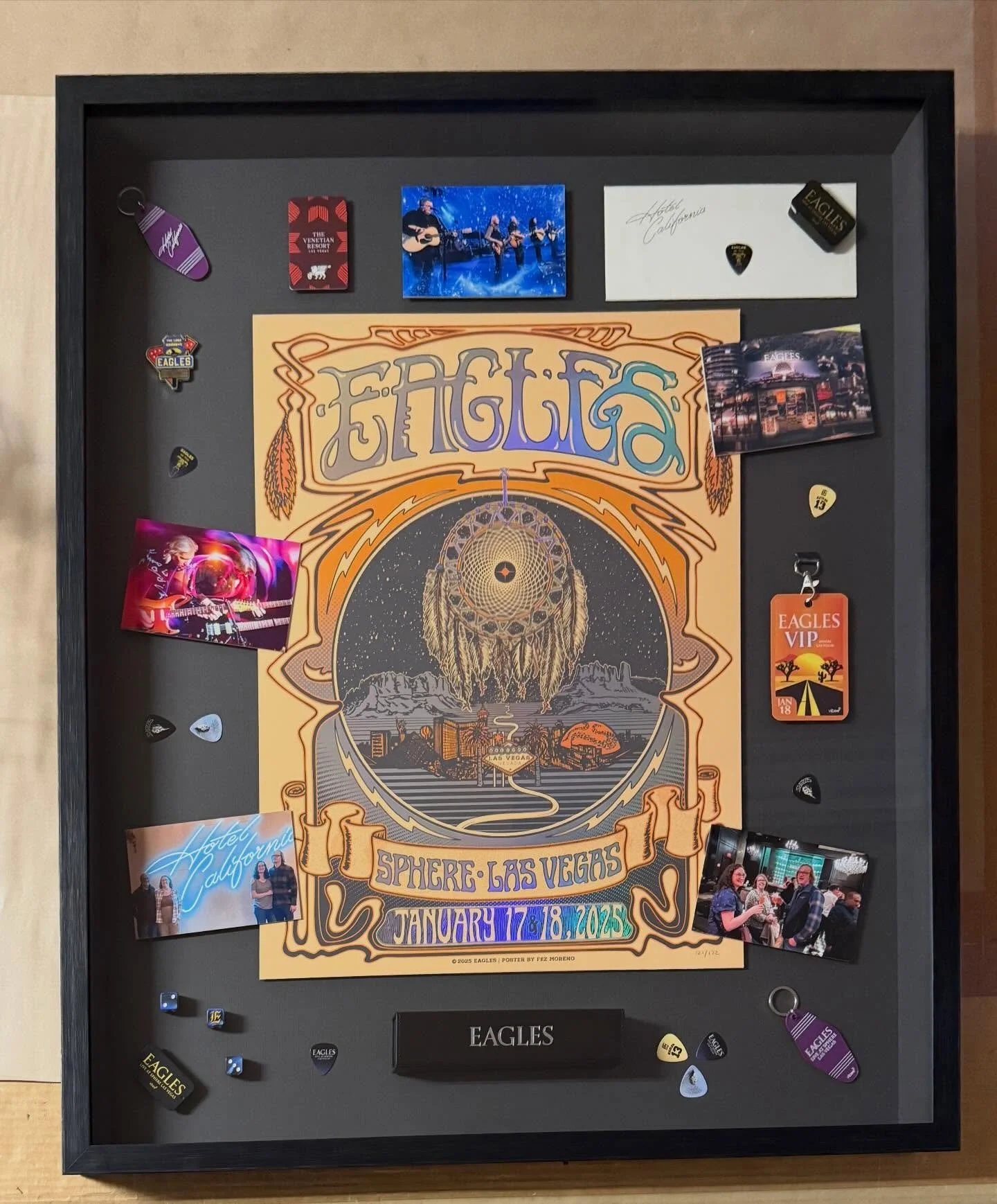 Concert season is upon us! Have merch and memorabilia? We can help you create a custom shadow box for it all! 🦅 🎶