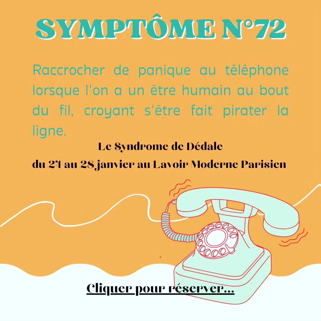 Pour d&eacute;couvrir d'autres sympt&ocirc;mes et surtout l'explication scientifique du Syndrome de D&eacute;dale, venez nous retrouver du 24 au 27 janvier a 19:00 et le 28 janvier a 15:00.
R&eacute;servation https://lmp-billetterie.mapado.com/event/