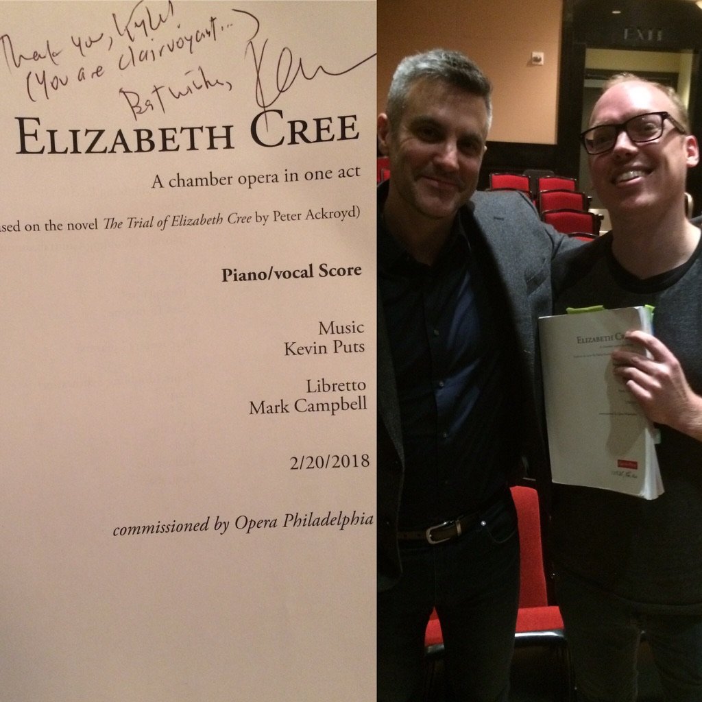 Meeting Kevin Puts after working on his beautiful Elizabeth Cree, 2019