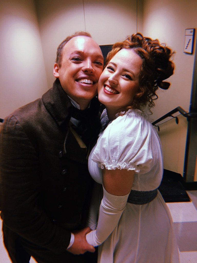 Post-Lensky's death scene backstage pic with Ashley Nuñez, 2018