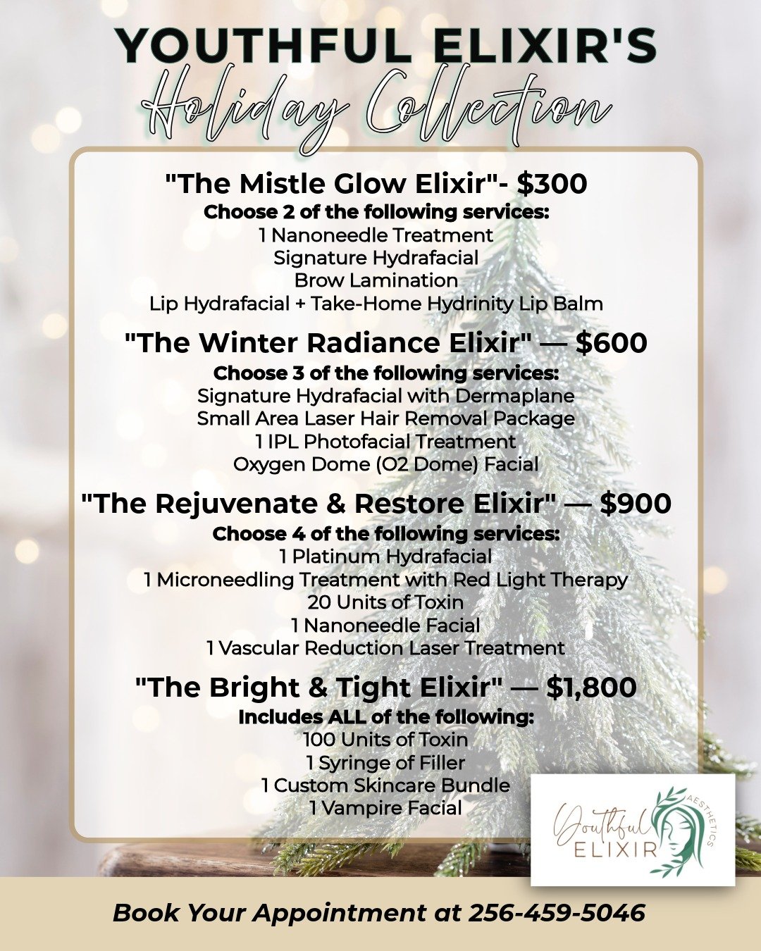 Flyer with medical spa specials and prices for the month of December.