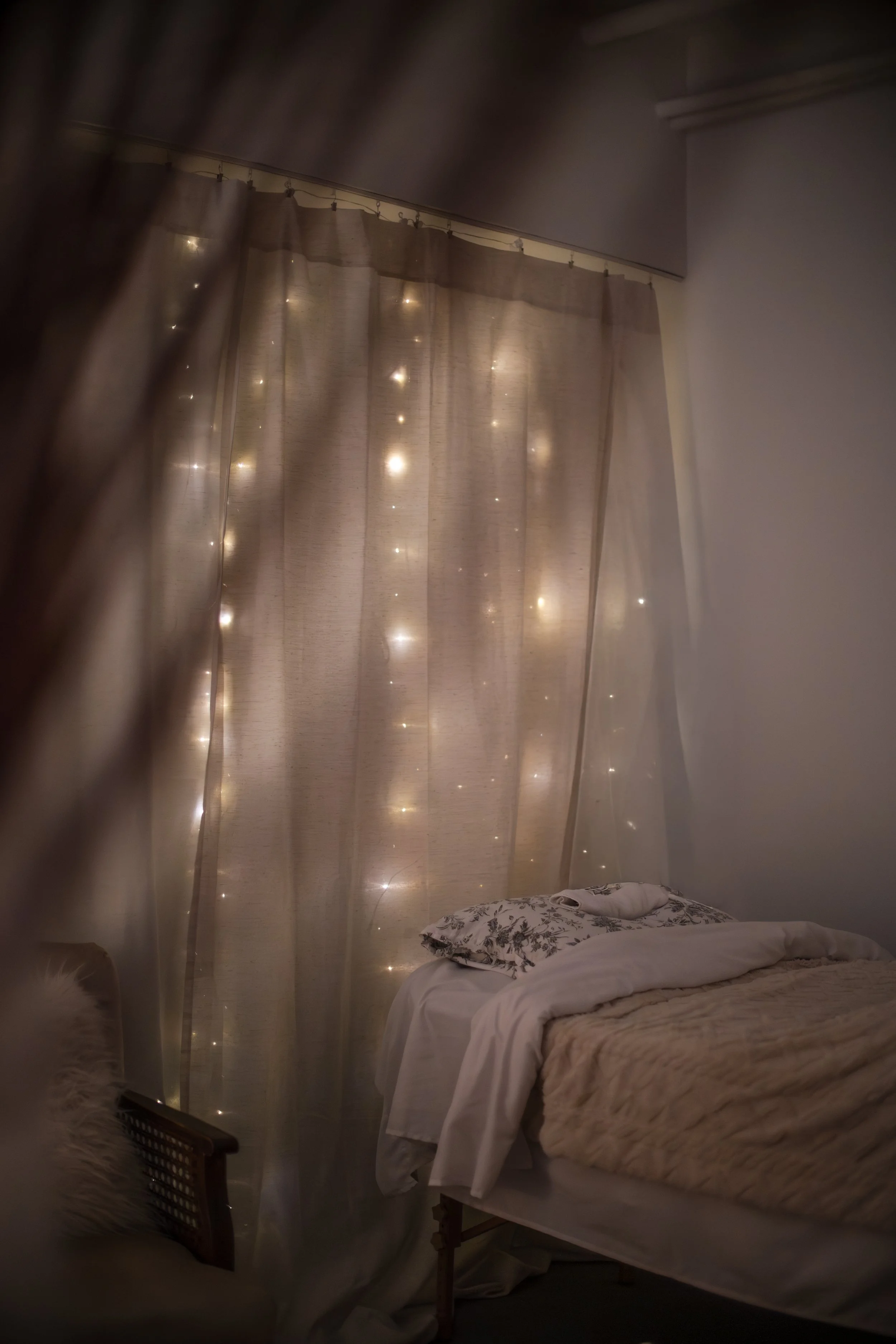 the space is typically dimly lit when you arrive. Should you need additional light, please let me know.