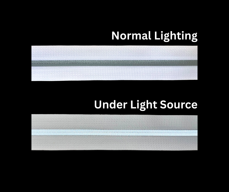 Reverse Zipper with Reflective Strip