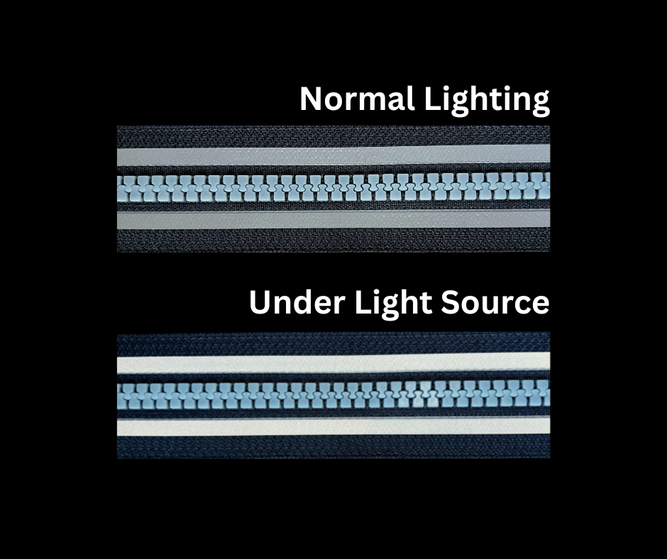 Zipper with Wide Reflective Strip