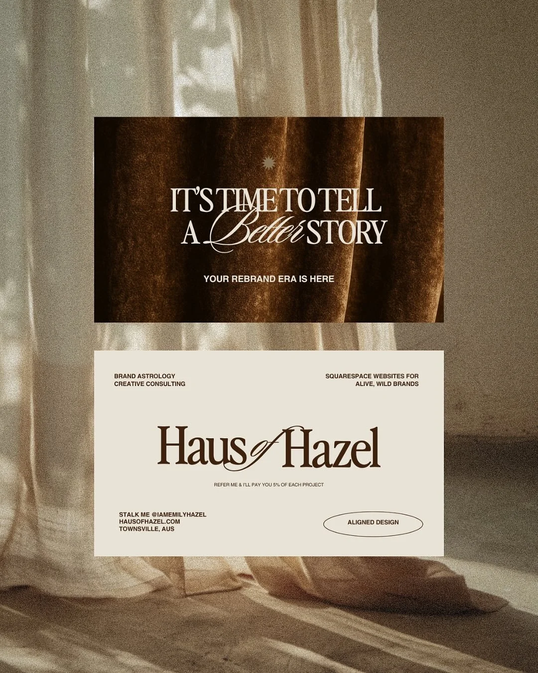 A decade into business, probably time I get business cards&hellip;

Which set would you choose!? Help me make my mind up before printing!

Design by yours truly &mdash; hausofhazel.com

🤠🤎🌶️

#businesscards #brandastrology #aligneddesign #creative