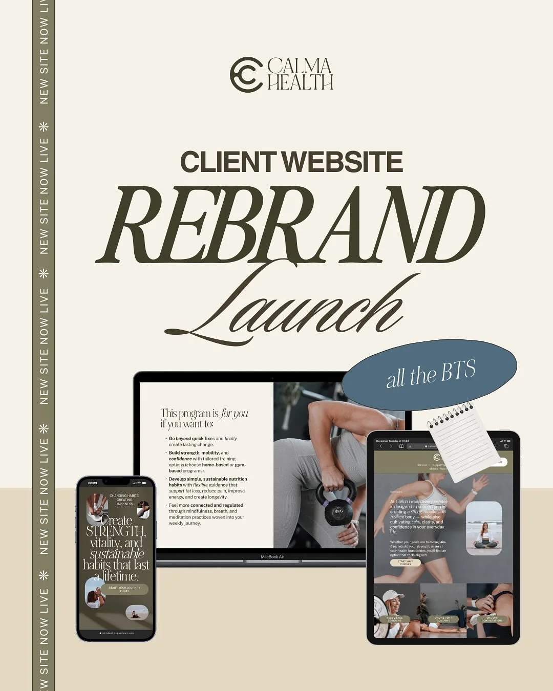 Snoop the rebrand BTS 👀 

Sharna is an established strength + nutrition coach, retreat leader and mother. Her site was outdated and no longer appealing to the kind of clients she has the best time working with &mdash; a brand + messaging + positioni