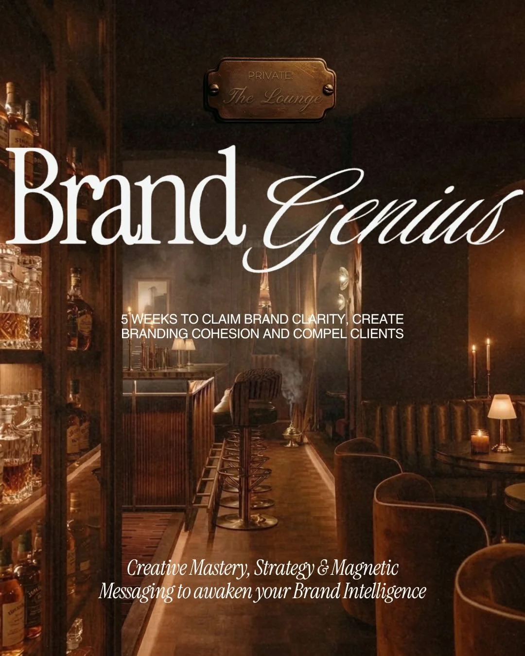 🗝️THE LOUNGE IS OPEN 

Say goodbye to second-guessing your visuals and messaging; you&rsquo;ll walk away with a clear, compelling brand identity that speaks volumes without you needing to say a word&hellip;

&hellip;IN JUST 5 WEEKS.

In Brand Genius
