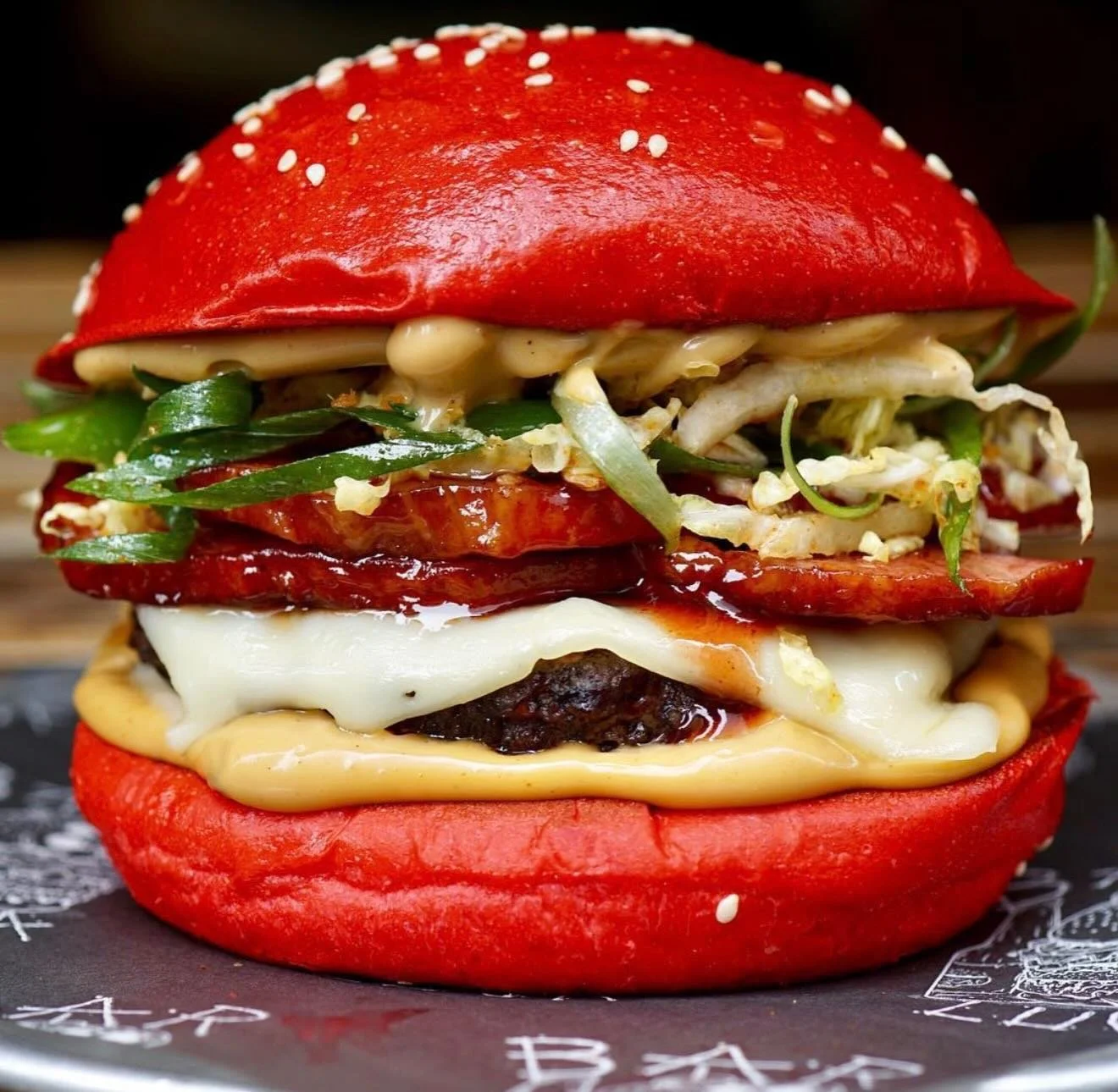 It&rsquo;s Luna New Year today &amp; year of the horse&hellip;so

Watch Me Neigh Neigh 

BL Beef Patty 
Cheese 
Char Siu Pork 
Mongolian Mayo 
Szechuan, Ginger &amp; Wombok Salad
Sliced White Onion 
On a Sesame Red Bun 
$21 

Available in limited num