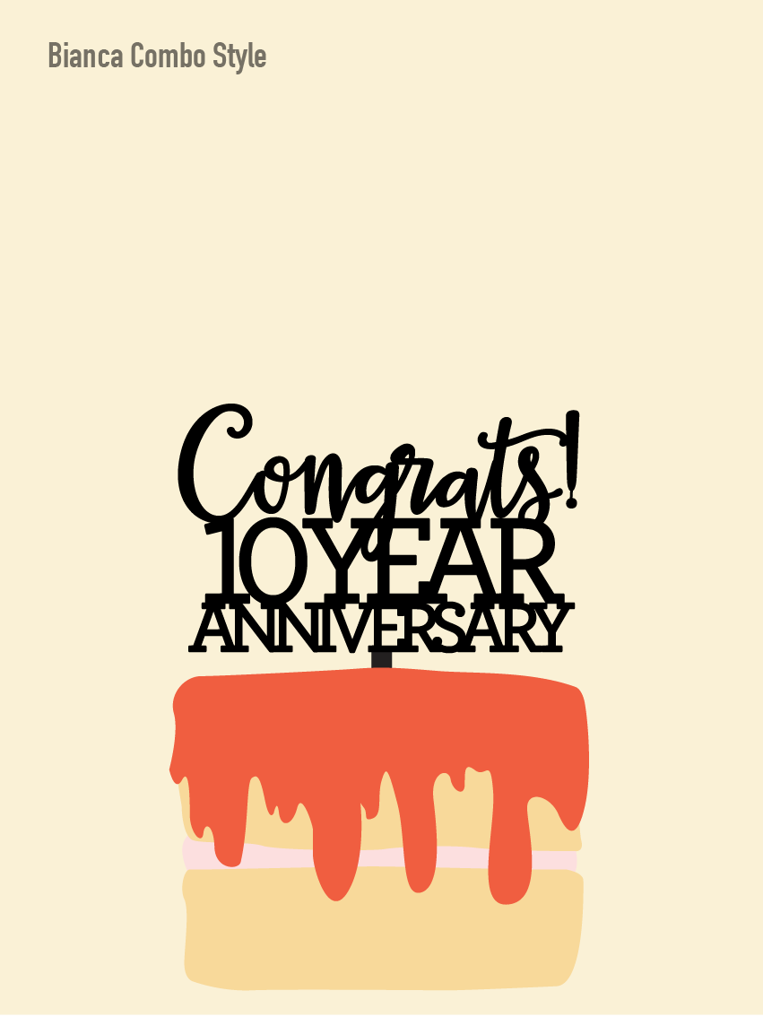A combination style cake topper called the Bianca combo. This is made and designed in Sydney. Great for long messages.