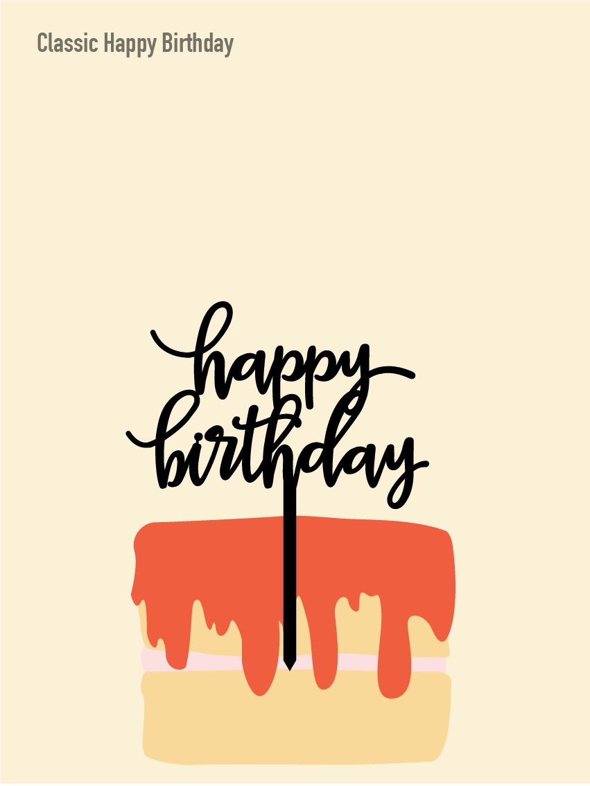 An example of the classic style happy birthday topper. It comes in a big and small size.
