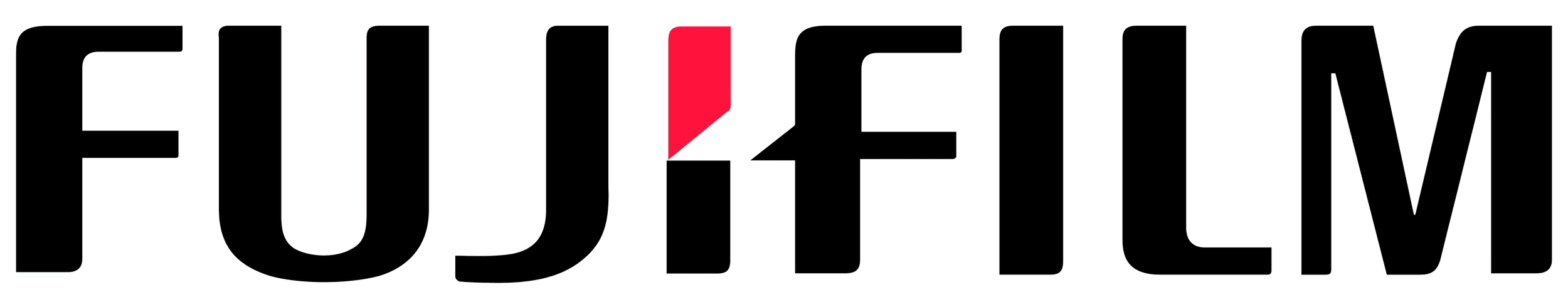 Fujifilm logo with black letters and a red accent on the letter 'I'