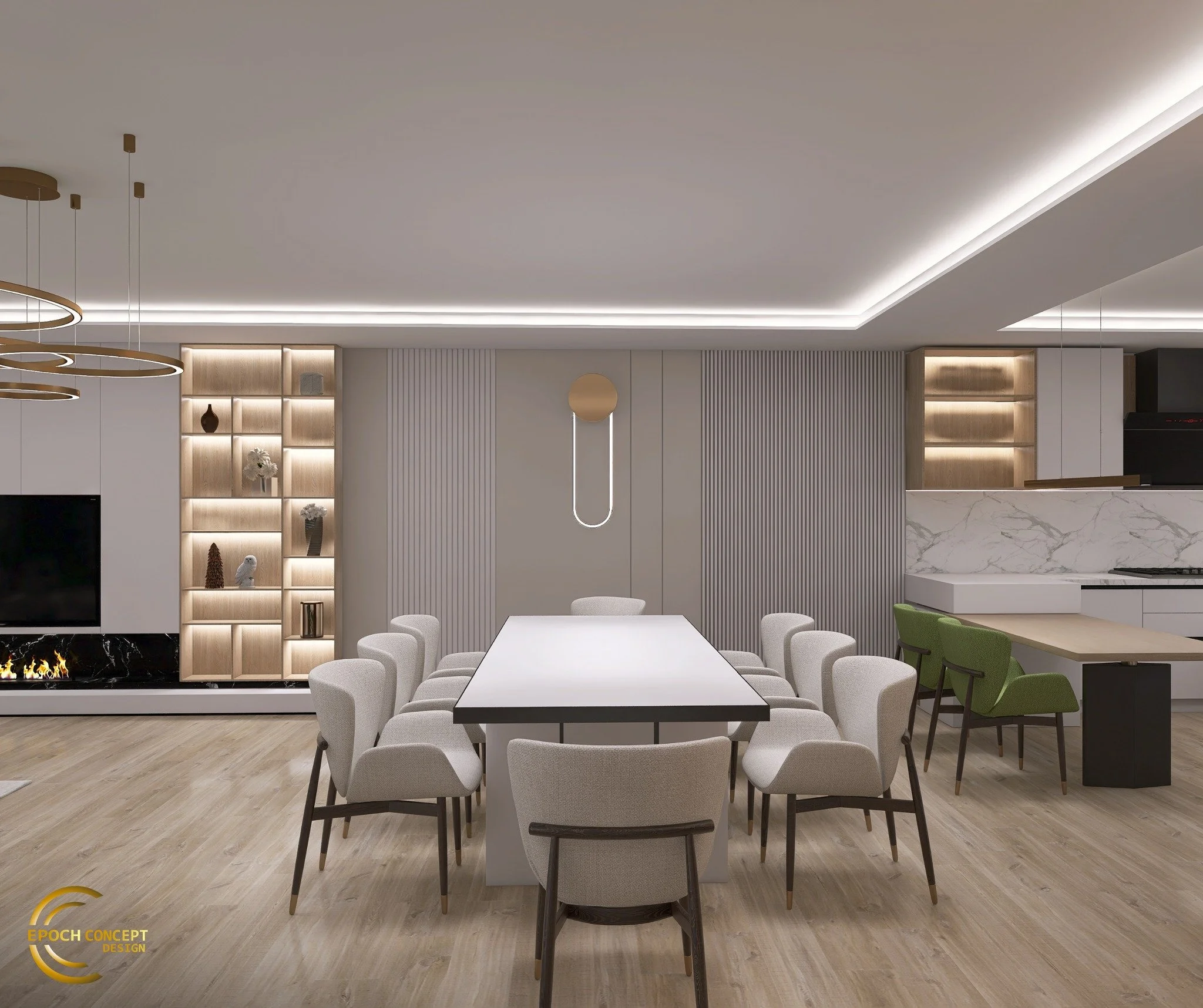 Mai mult dec&acirc;t un loc unde se ia masa, această zonă de dining oferă un spațiu &icirc;n care poveștile se spun, r&acirc;setele răsună și amintirile se creează ✨ 

Designul său modern, &icirc;mbinat cu elemente calde, creează o atmosferă primitoa